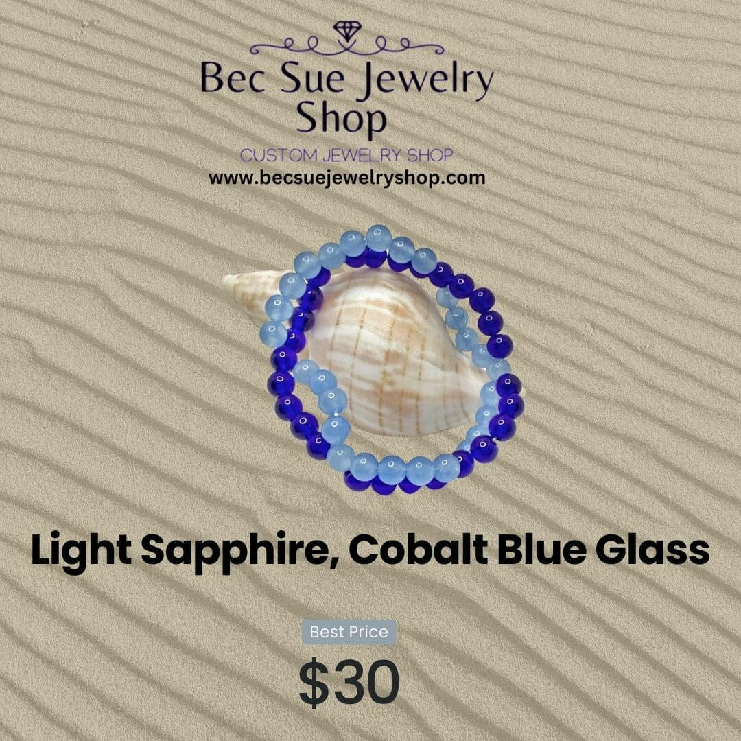 Bec Sue Jewelry Shop bracelet 6.5 / blue / cobalt blue glass Cobalt Blue Glass Beads Tags 263