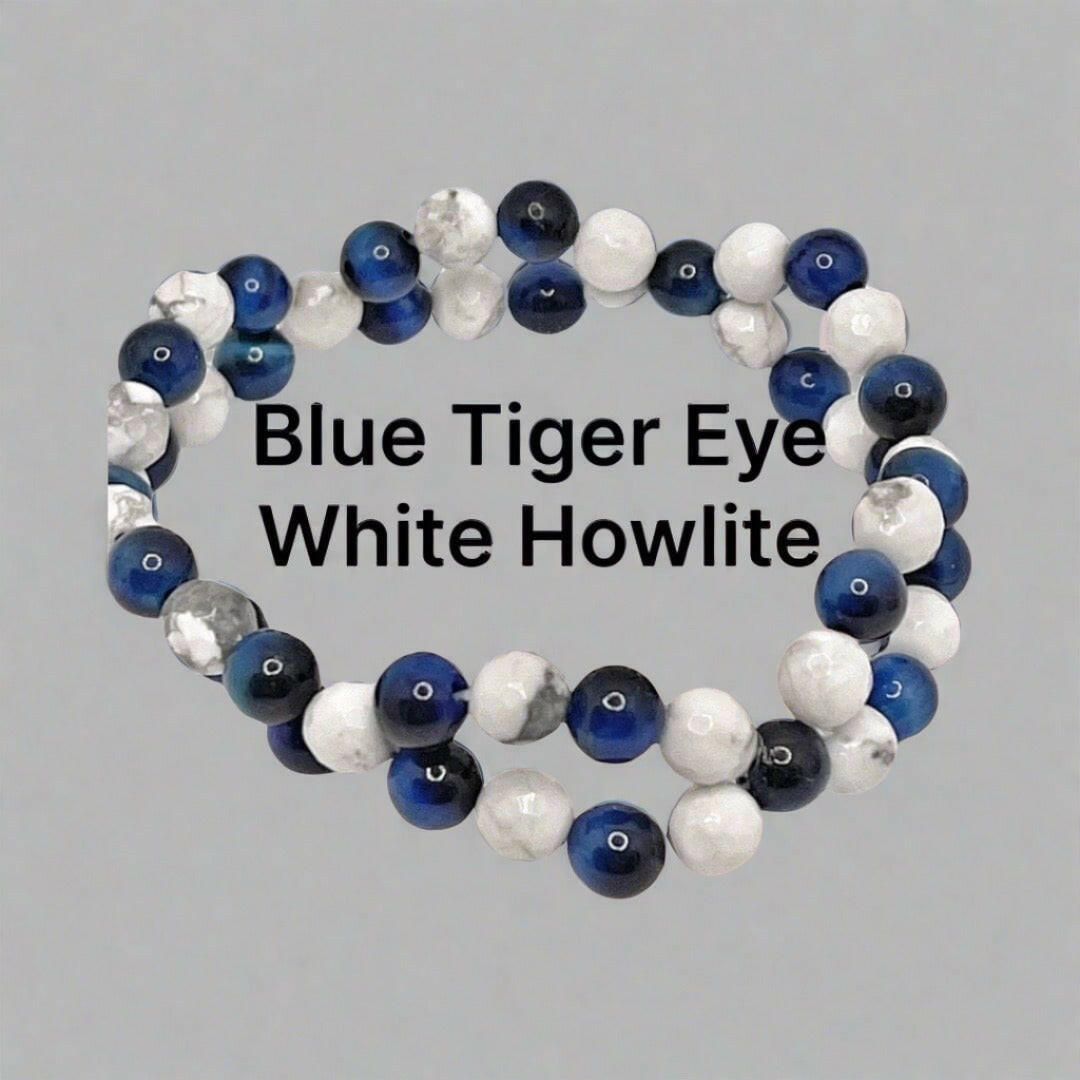 Bec Sue Jewelry Shop bracelet 6.5 / blue/white / white howlite/mystic lapis Howlite Beaded Bracelet Tags 262