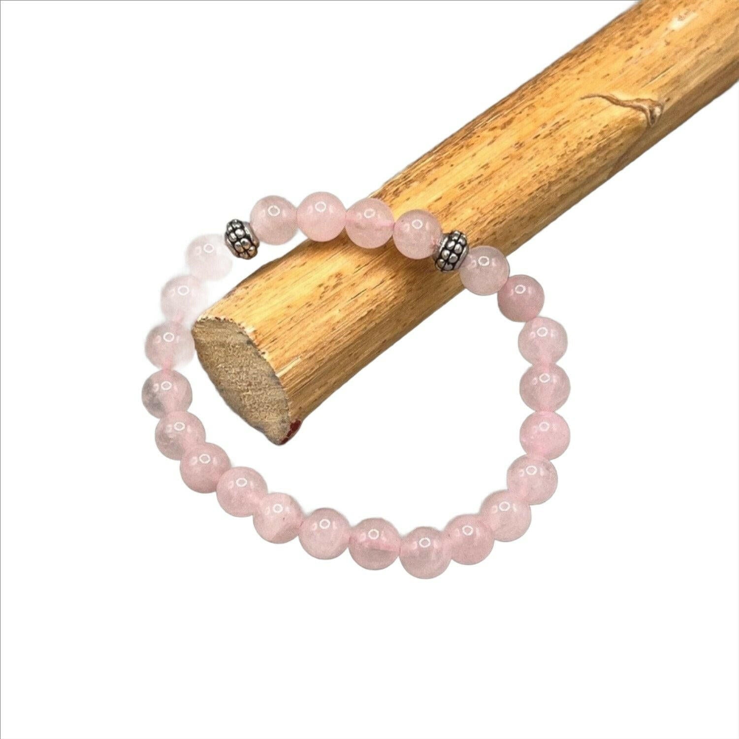 Bec Sue Jewelry Shop bracelet 6.5 / pink / rose quartz Rose Quartz Bracelet for women, Natural Rose Quartz Crystal Bracelet Tags 454