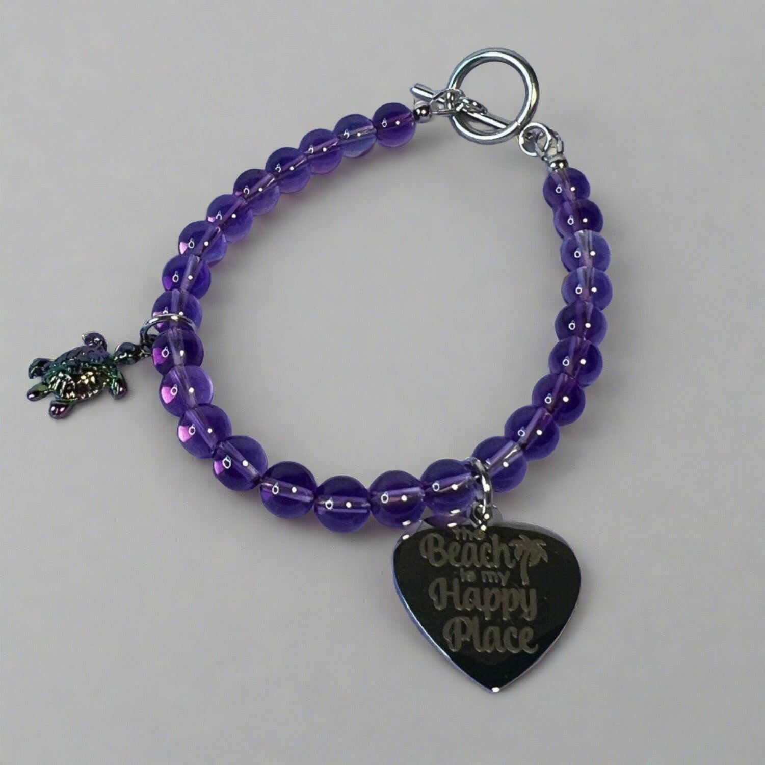 Bec Sue Jewelry Shop bracelet 6.5 / purple Natural Purple  Amethyst Bracelet, 8mm Amethyst Gemstone Bracelet, Natural Gemstone Amethyst Bracelet Tags 399