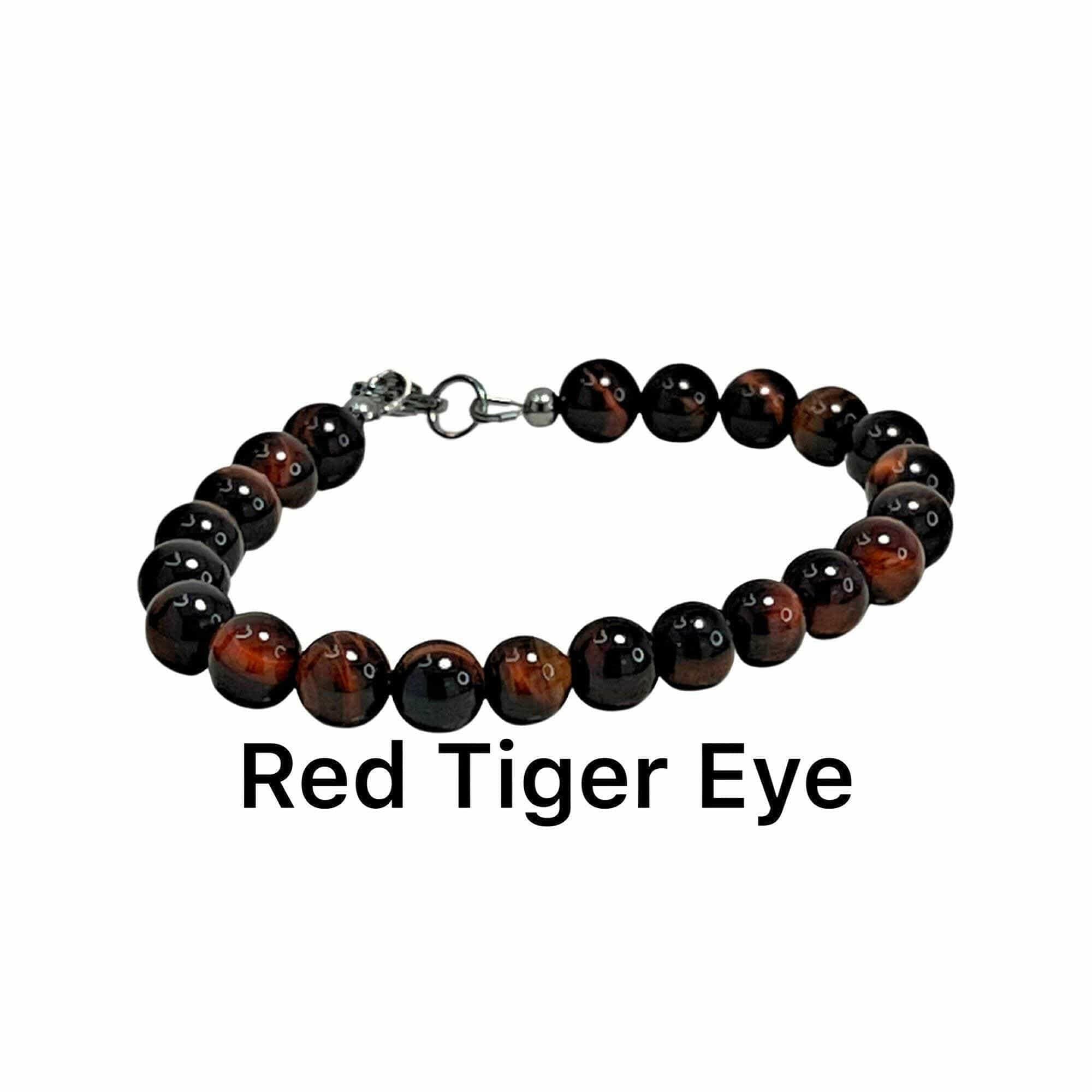 Bec Sue Jewelry Shop bracelet 6.5 Tiger Eye Mens Bracelet, Tiger EyeStone Bracelet, Red Tiger Eye Beaded Bracelet, Handcrafted mens Bracelet Tags 423