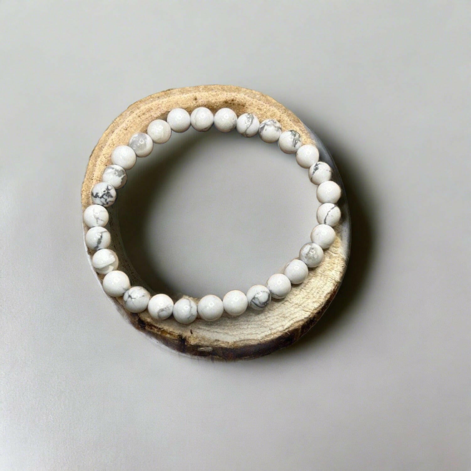 Bec Sue Jewelry Shop bracelet 6.5 / white / white howlite Grade AAA White Howlite Bead Bracelet Tags 491