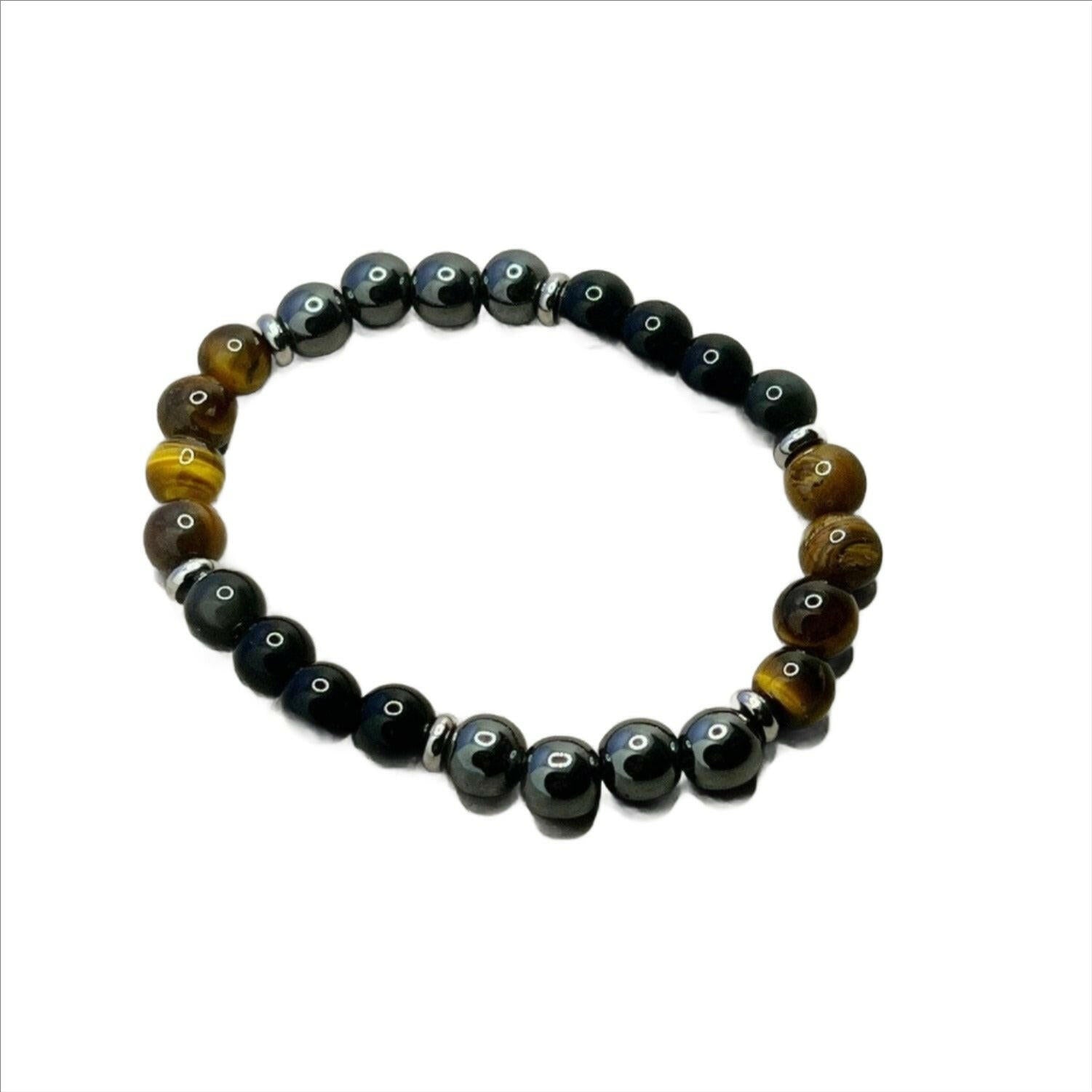 Bec Sue Jewelry Shop bracelet 6.5 / yellow/black / tiger eye/hematite/obsidian Tiger Eye Gemstone Bracelet, Hematite Bracelet Tags 500