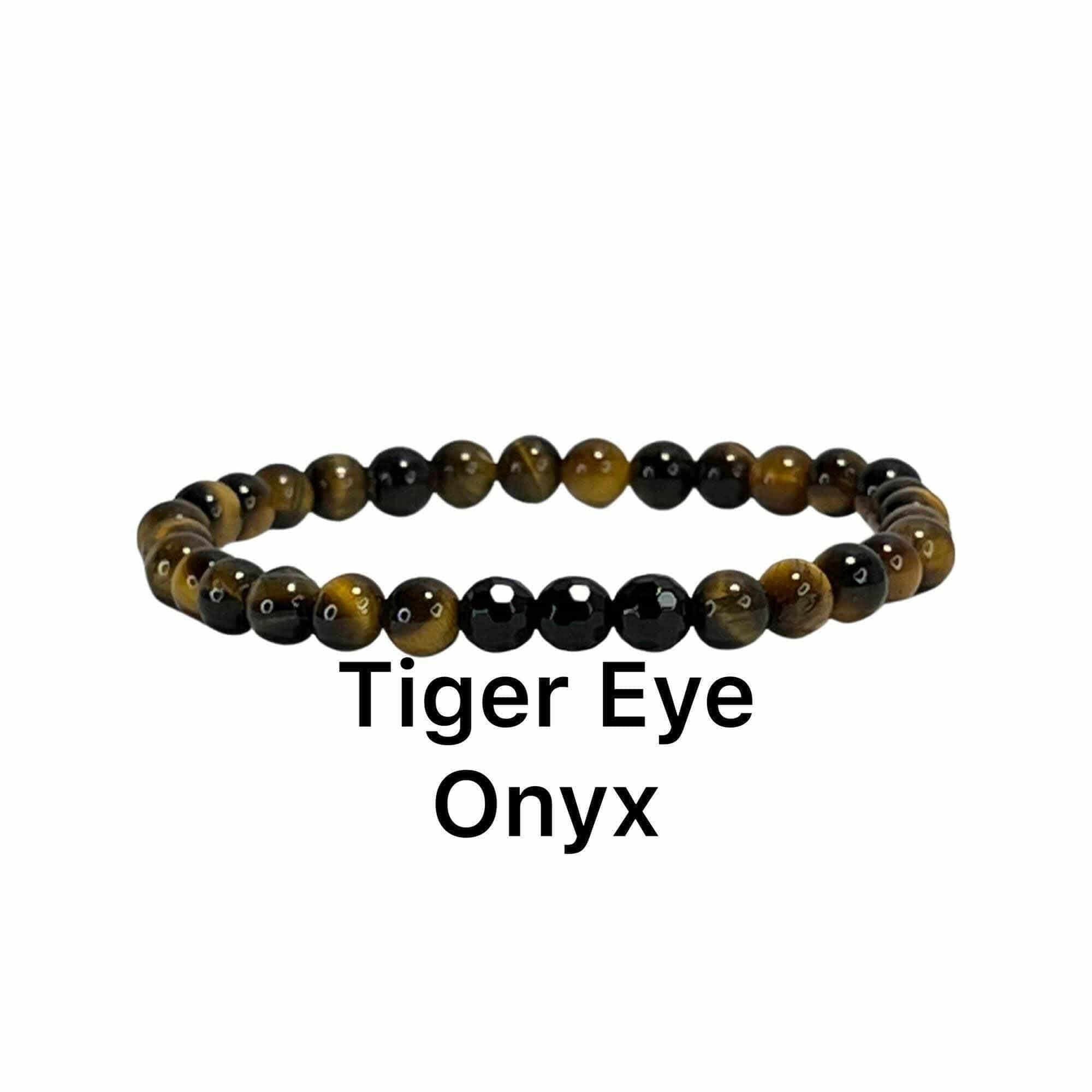 Bec Sue Jewelry Shop bracelet 6.5 / yellow/black / tiger eye/onyx Yellow Tiger Eye Bracelet, Tiger Eye Stretch Bracelet Tags 414