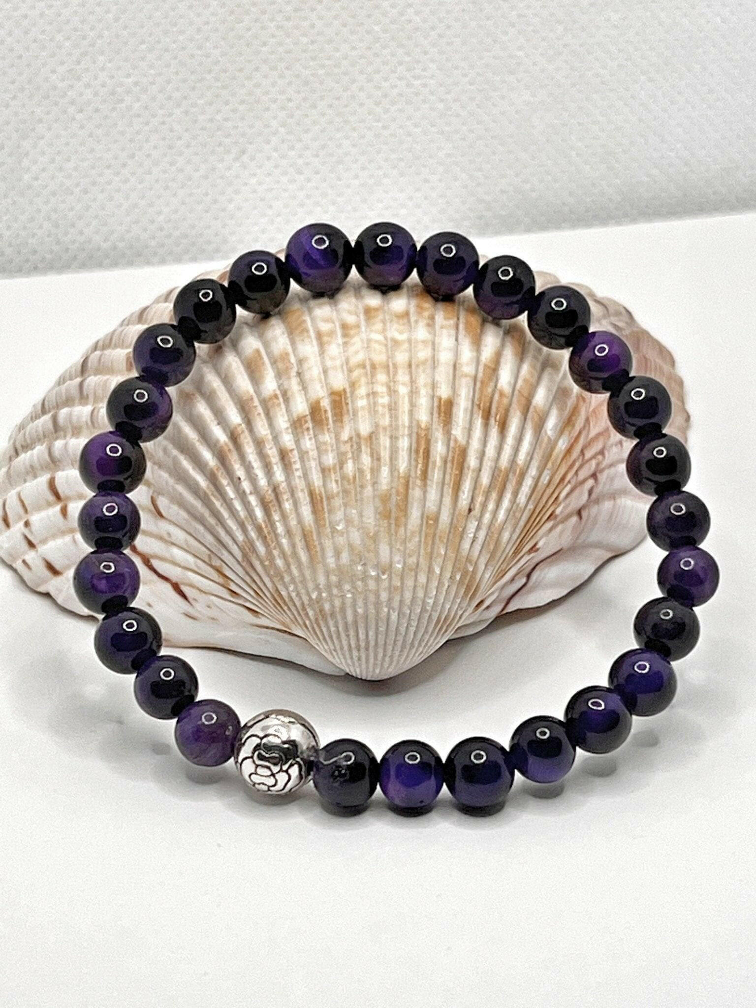 Bec Sue Jewelry Shop bracelet 6 / purple / purple tiger eye Purple Tiger Eye Bracelet, Tiger Eye Handmade Bracelet Tags 452