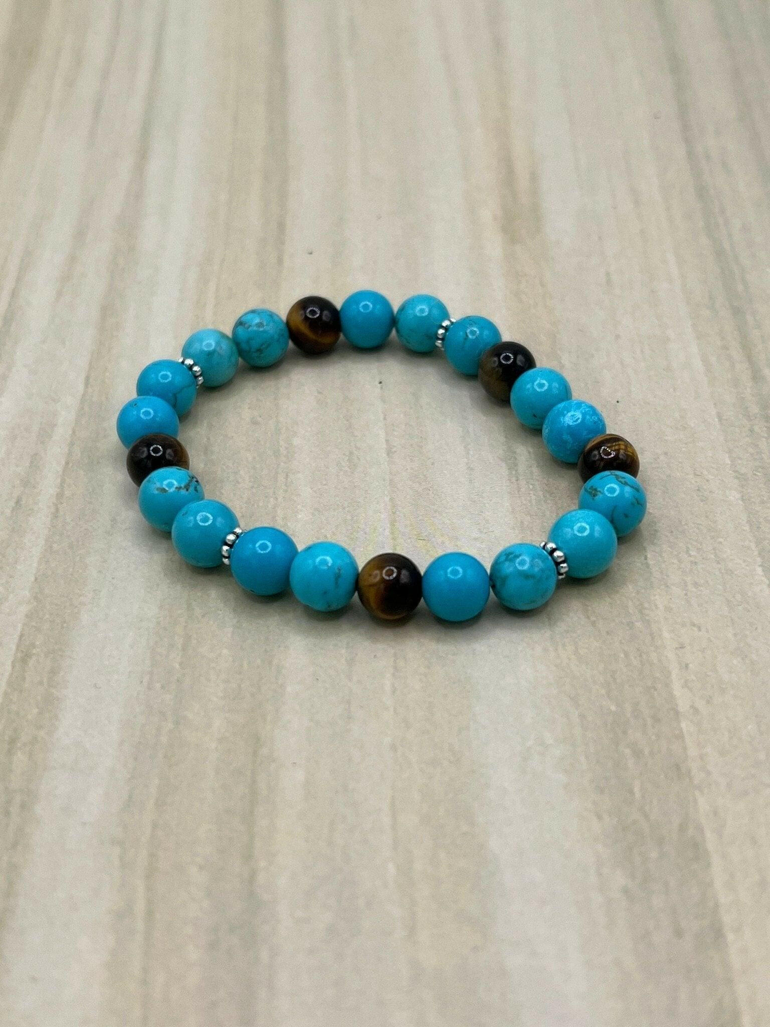 Bec Sue Jewelry Shop bracelet 7 / blue / Turquoise/Tiger Eye Turquoise Gemstone Bracelet, Turquoise Stretch Bracelet Tags 412