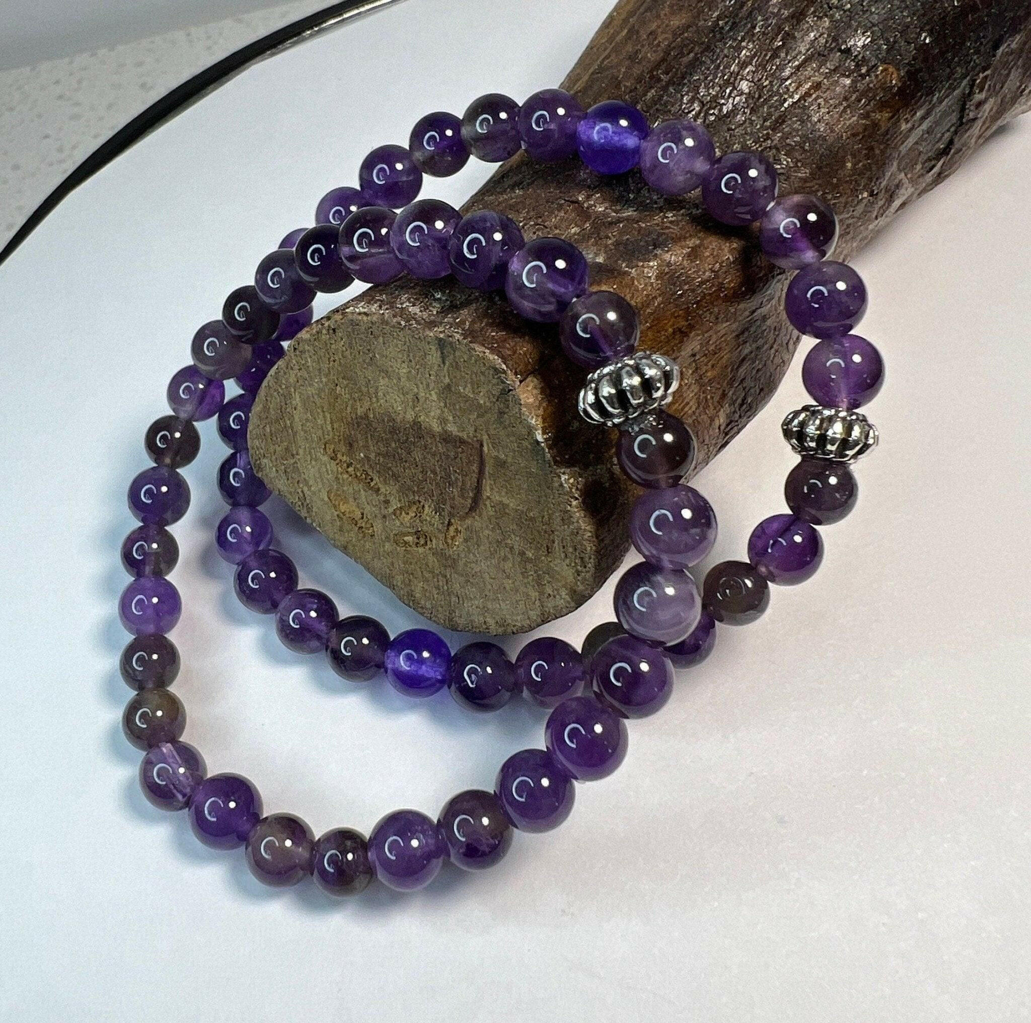Bec Sue Jewelry Shop bracelet 7 / purple / amethyst Gemstone Bracelet on Elastic Bracelet Tags 419