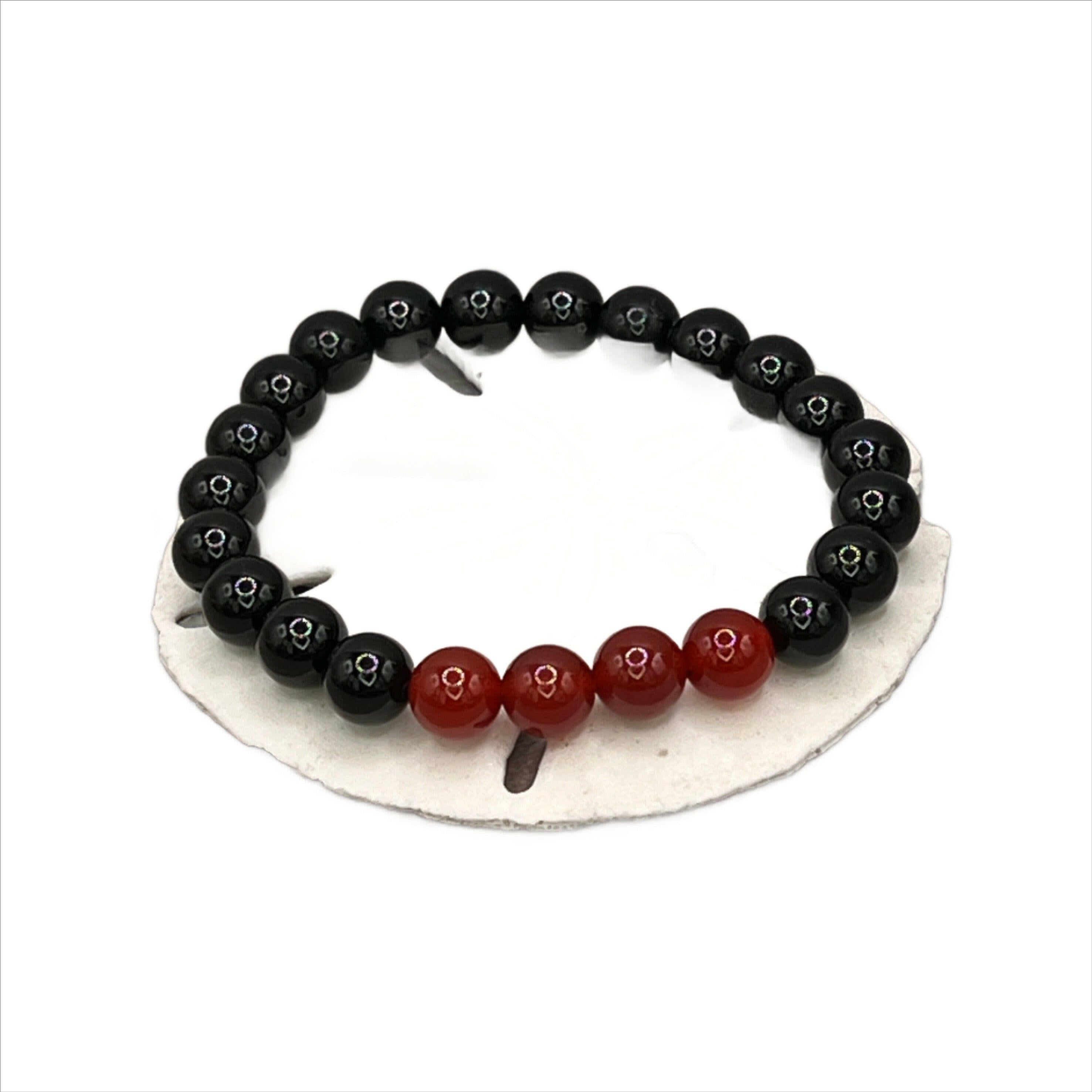 Bec Sue Jewelry Shop bracelet 7 / red/black / obsidian /carnelian Carnelian and Obsidian Bracelet, Gemstone Bracelet Tags 677