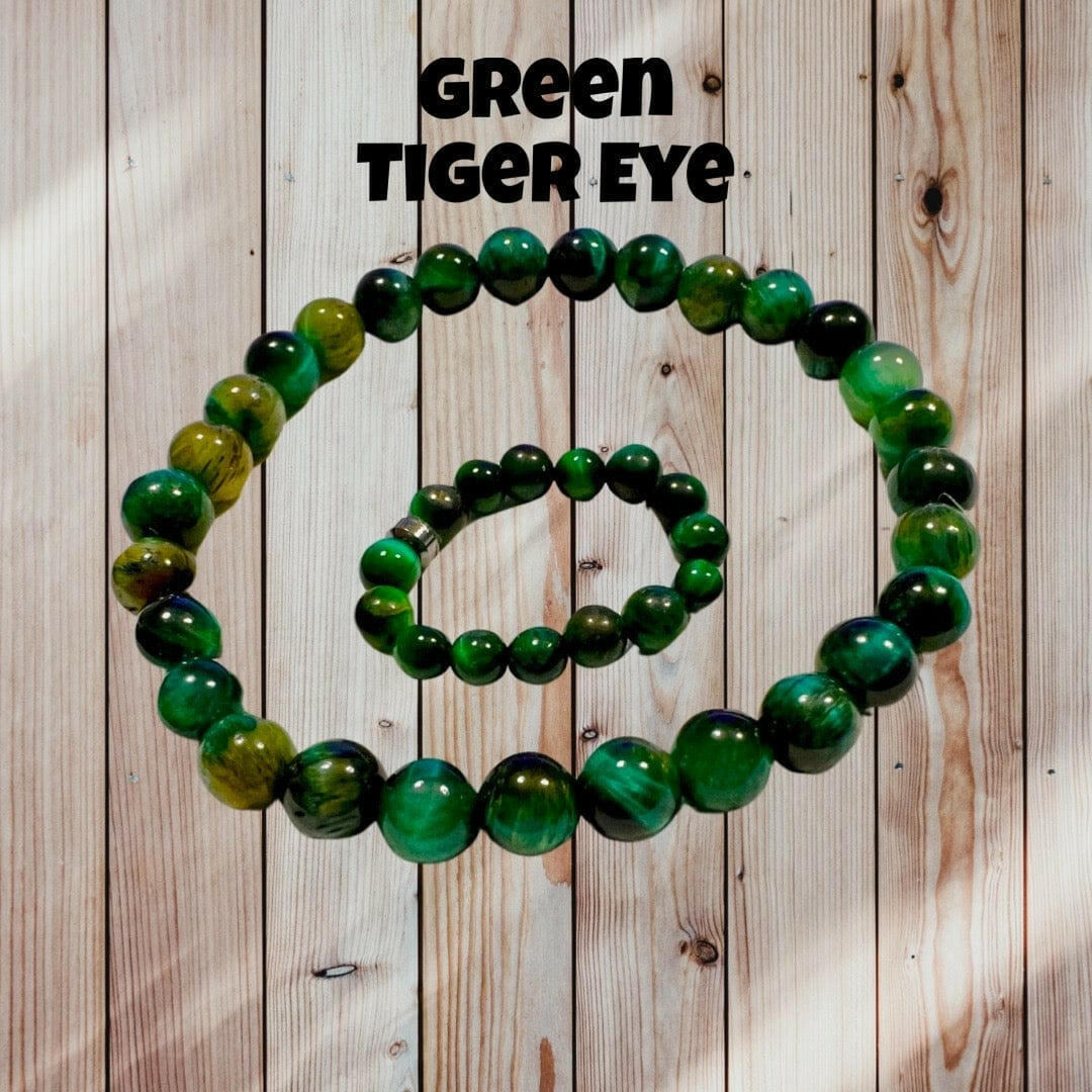 Bec Sue Jewelry Shop bracelet and ring 6.5 / green / green tiger eye Natural Green Tiger Eye Bracelet & Ring, Jewelry Set Tags 690