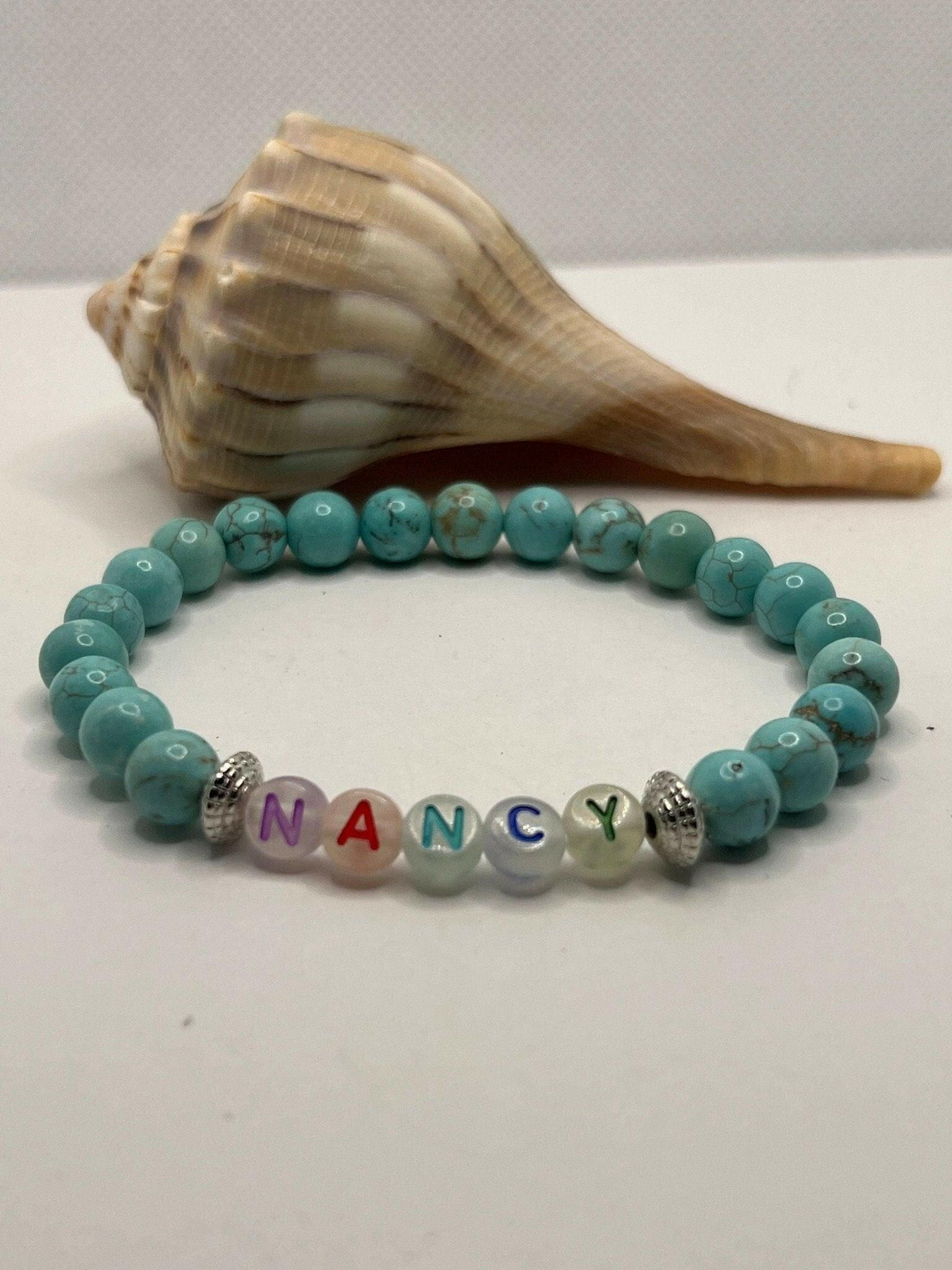 Bec Sue Jewelry Shop bracelet Enter name Bracelet / 6.5 / blue/ Turquoise Turquoise Custom name Bracelet, Turquoise Healing Stone Tags 487