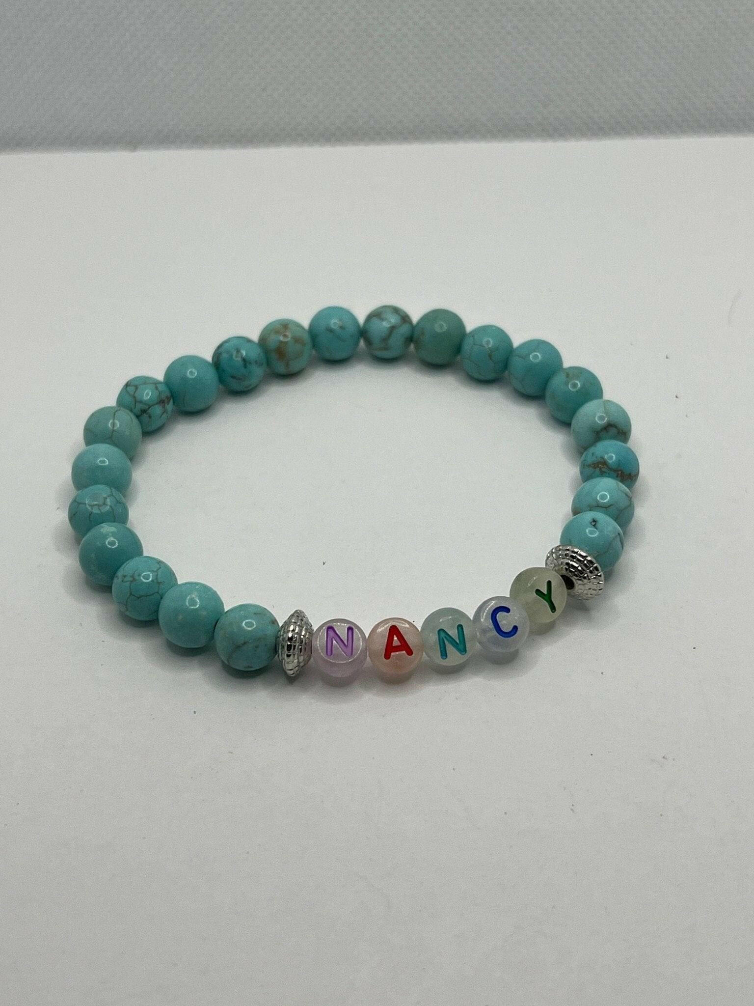 Bec Sue Jewelry Shop bracelet Enter name Bracelet / 7 / blue/ Turquoise Turquoise Custom name Bracelet, Turquoise Healing Stone Tags 487