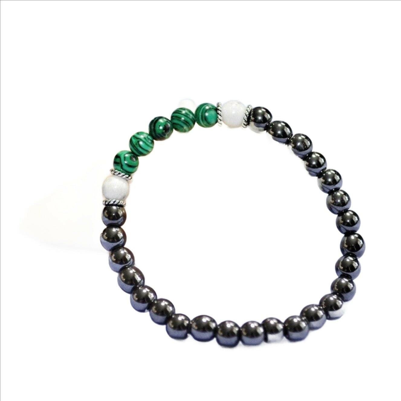 Bec Sue Jewelry Shop bracelet Howlite Gemstone Bracelet, Hematite and malachite Bracelet Tags