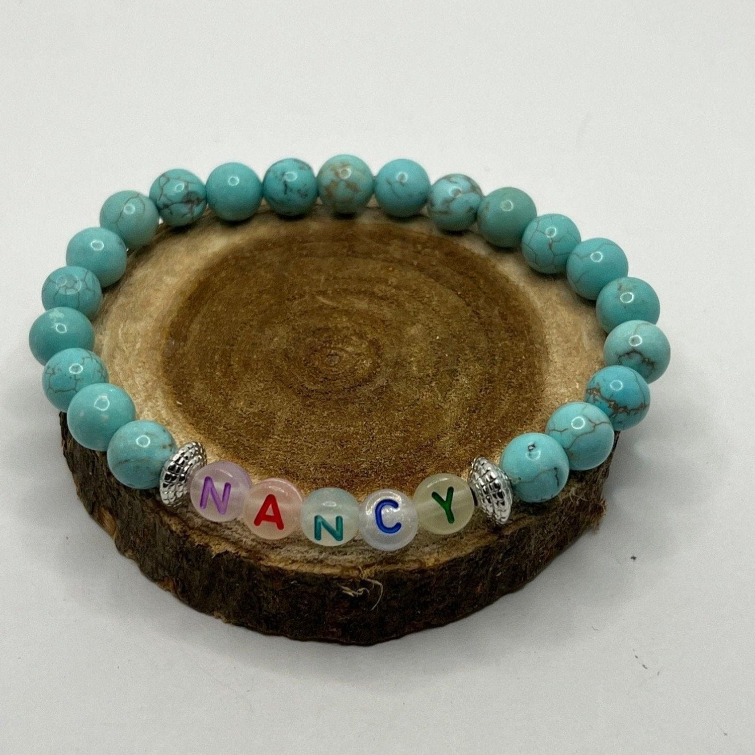 Bec Sue Jewelry Shop bracelet Turquoise Custom name Bracelet, Turquoise Healing Stone Tags