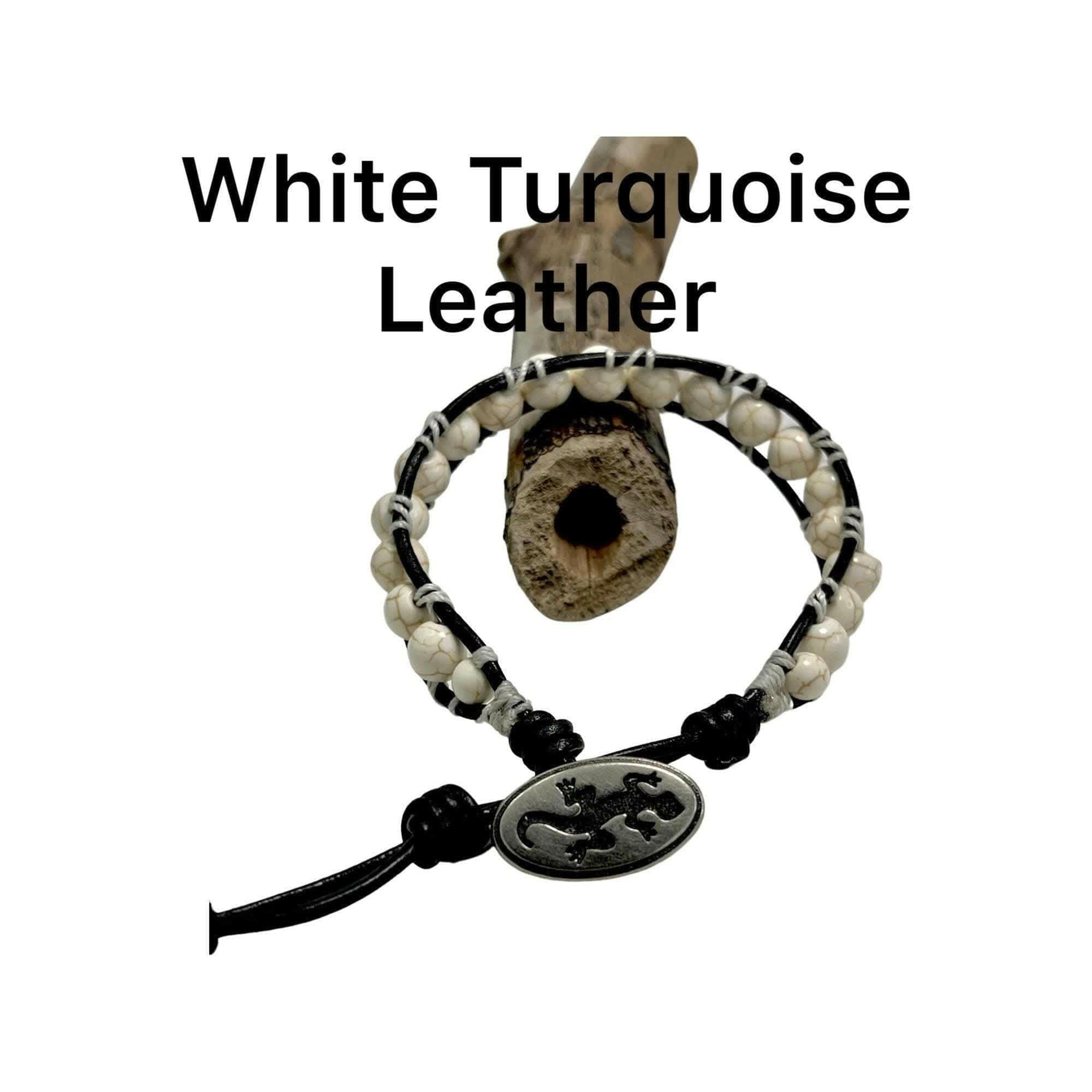 Bec Sue Jewelry Shop bracelet White Turquoise Bracelet, Leather Turquoise Bracelet, White Turquoise Beaded Bracelet Tags 422