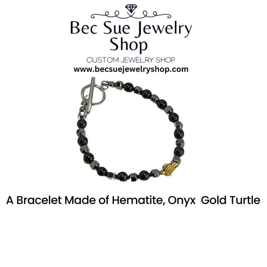 Men's Onyx Bracelets | Onyx Turtle Bracelets | Bec Sue Jewelry Shop