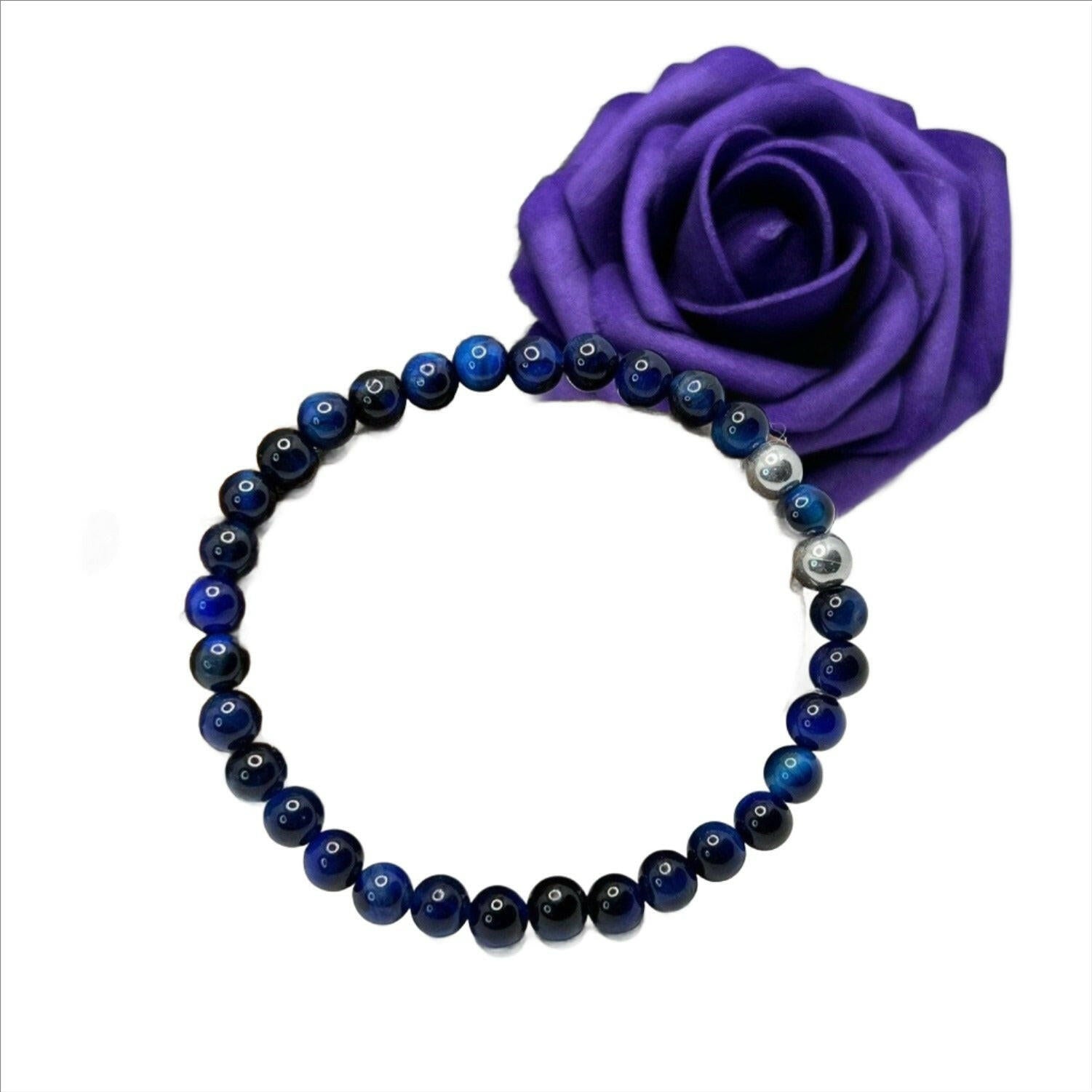 Bec Sue Jewelry Shop bracelets 6.5 / blue / tiger eye Tiger Eye Blue Bracelet, Gemstone Tiger Eye Bracelet Tags 385