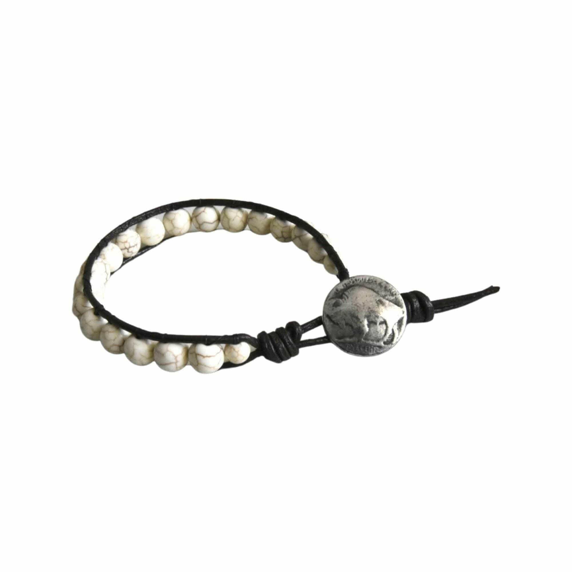 Bec Sue Jewelry Shop bracelets 6.5 / white/brown / turquoise/brown leather Leather Turquoise Jewelry, White Turquoise Bracelet, White Turquoise Bracelet Tags 392