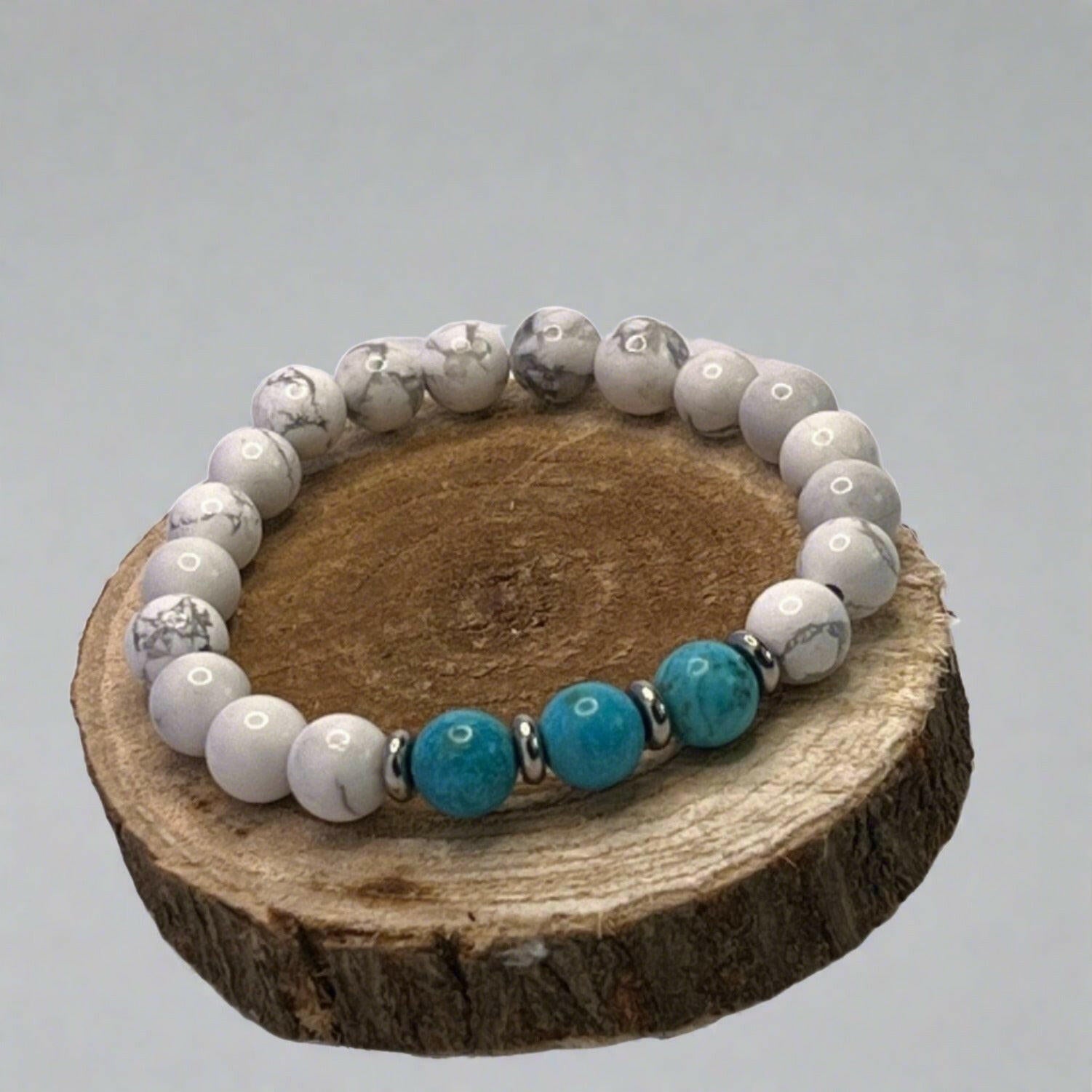 Bec Sue Jewelry Shop bracelets 6 / Howlite/Turquoise / white/blue Handcrafted Gemstone Chakra Bracelet Tags 507