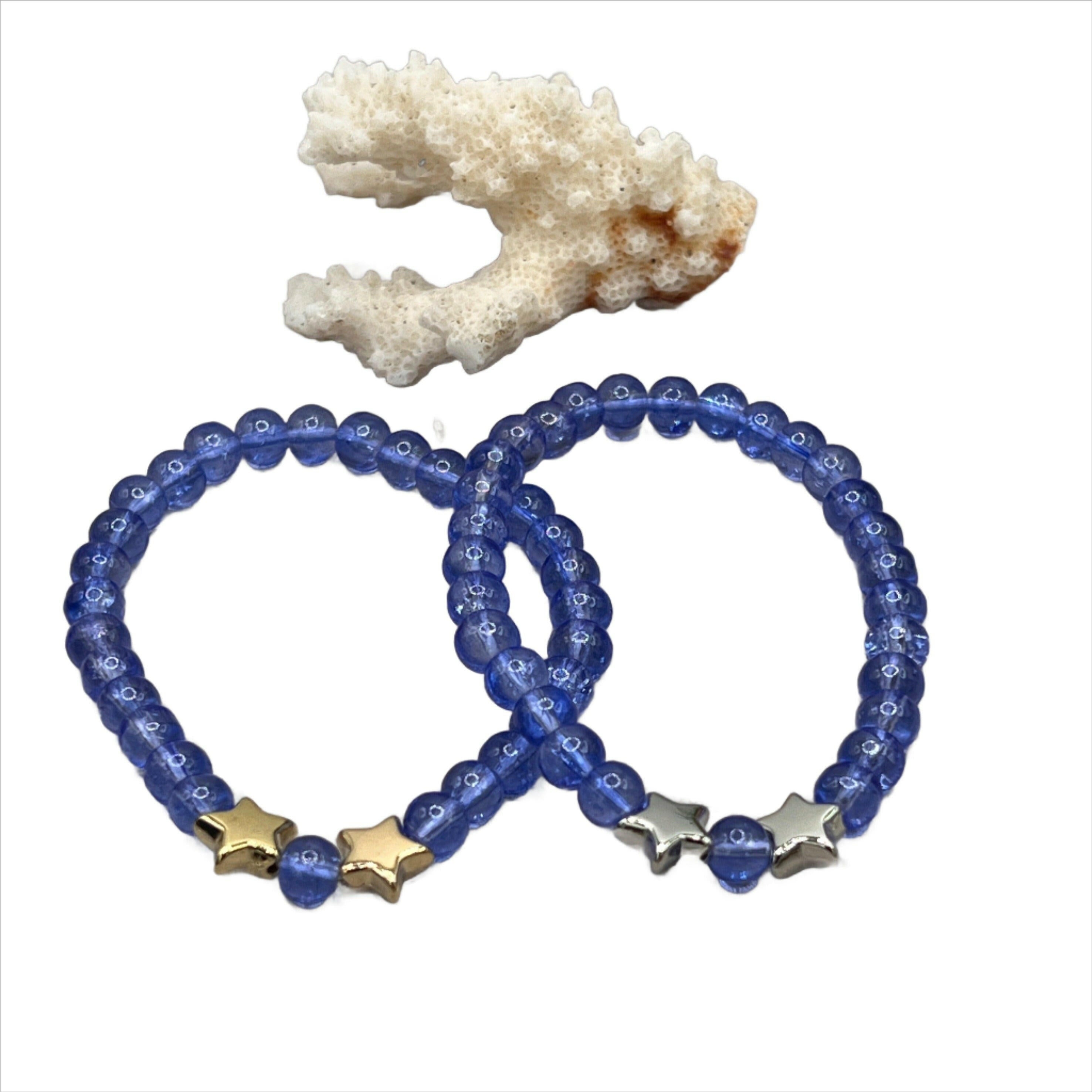 Blue Crackle Glass Bracelets | Star Bracelet | Bec Sue Jewelry Shop