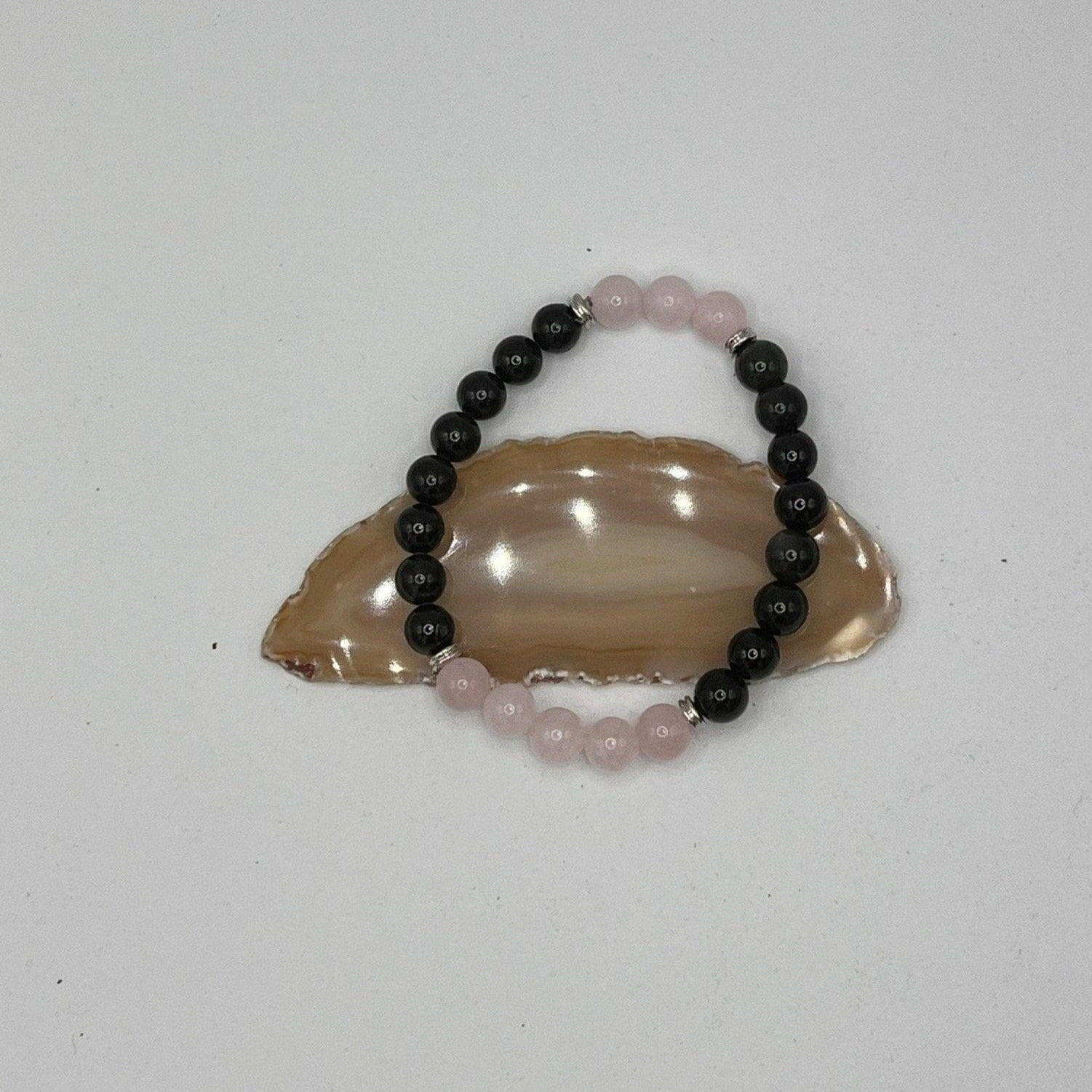 Bec Sue Jewelry Shop chakra bracelet 6.5 / pink/black / obsidian/rose quartz Rose Quartz Obsidian Bracelet, Black Obsidian Bracelet Women Tags 472