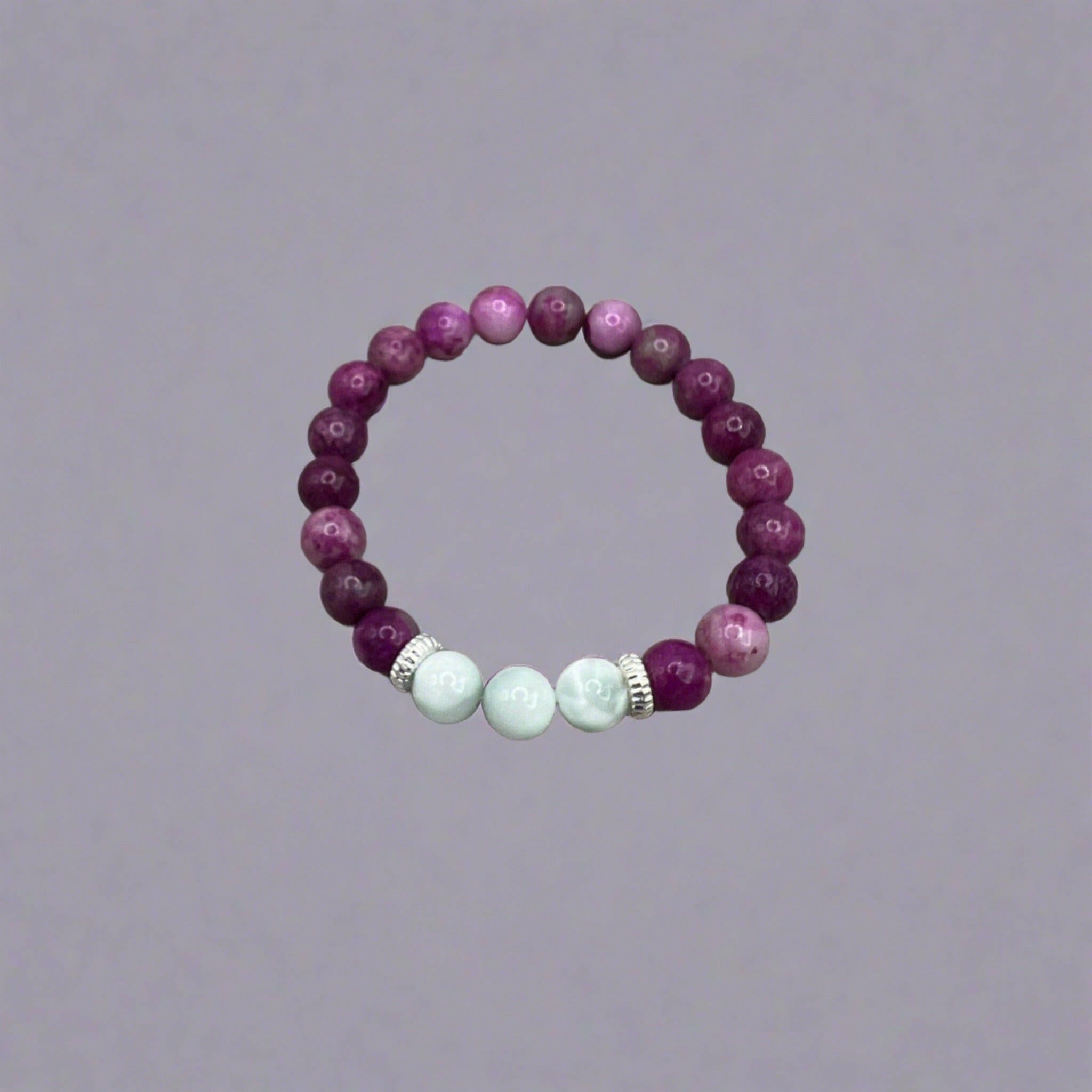 Bec Sue Jewelry Shop chakra bracelet 6.5 / purple / sugilite and angelite 8mm Elegant Sugilite and Angelite Bracelet, Sugilite Bracelet Tags 602