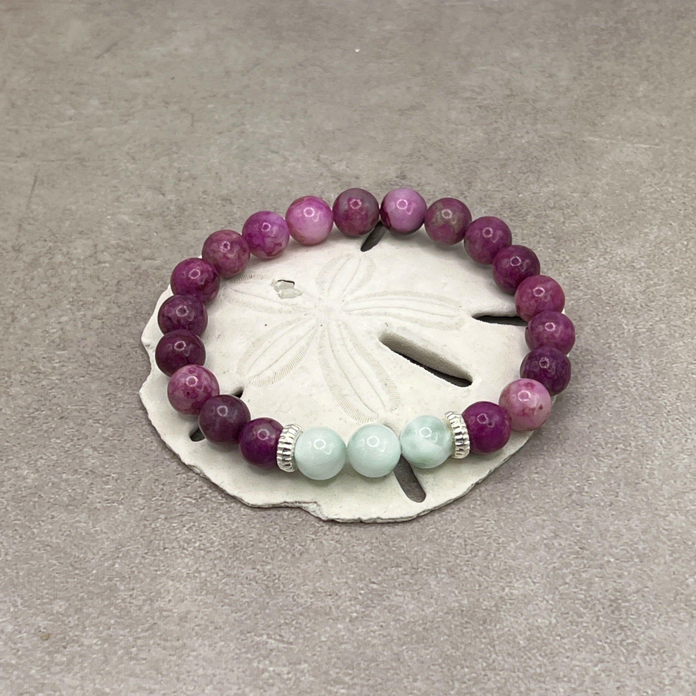 Bec Sue Jewelry Shop chakra bracelet 6.5 / purple / sugilite and angelite 8mm Elegant Sugilite and Angelite Bracelet, Sugilite Bracelet Tags 602