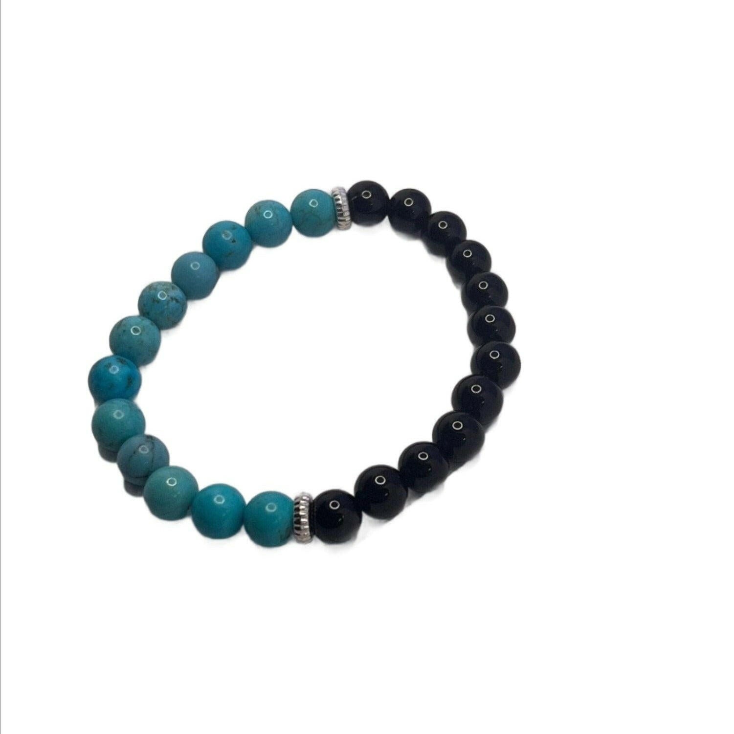 Bec Sue Jewelry Shop chakra bracelet Blue/Black / 6.25/7 / turquoise/onyx Turquoise Bracelet Gift, 7 Chakra Healing Bracelet Tags 503