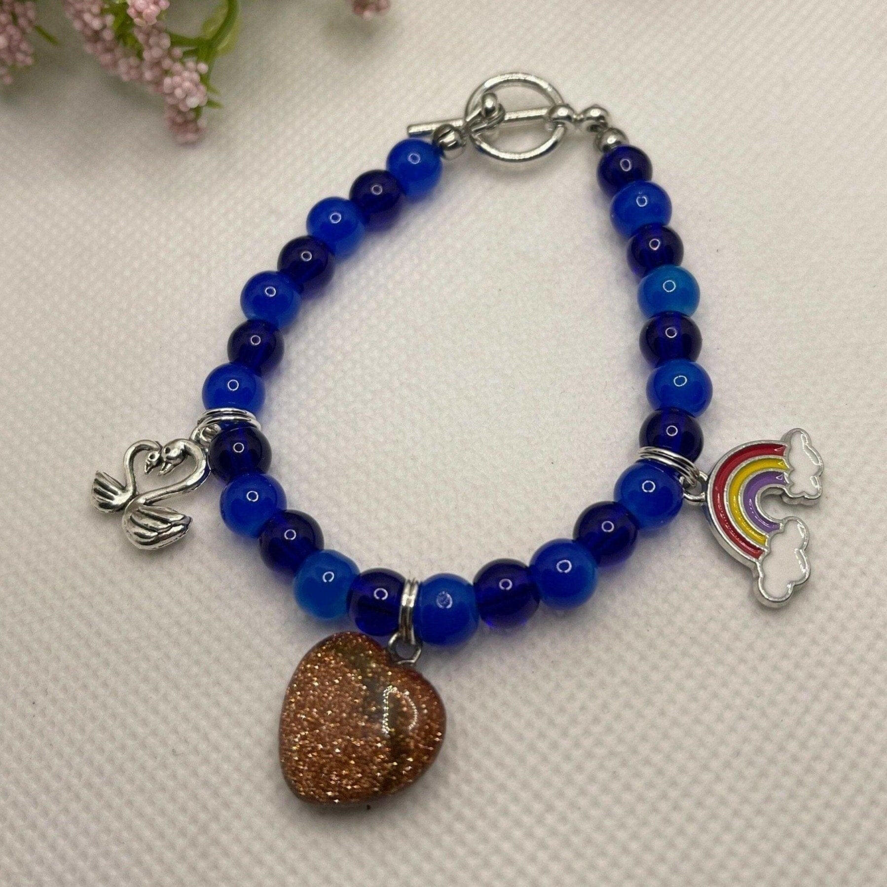 Bec Sue Jewelry Shop charm bracelet 6.5 / blue / cobalt blue Cobalt Blue Bracelet, Blue Rainbow Charm Bracelet Tags 307