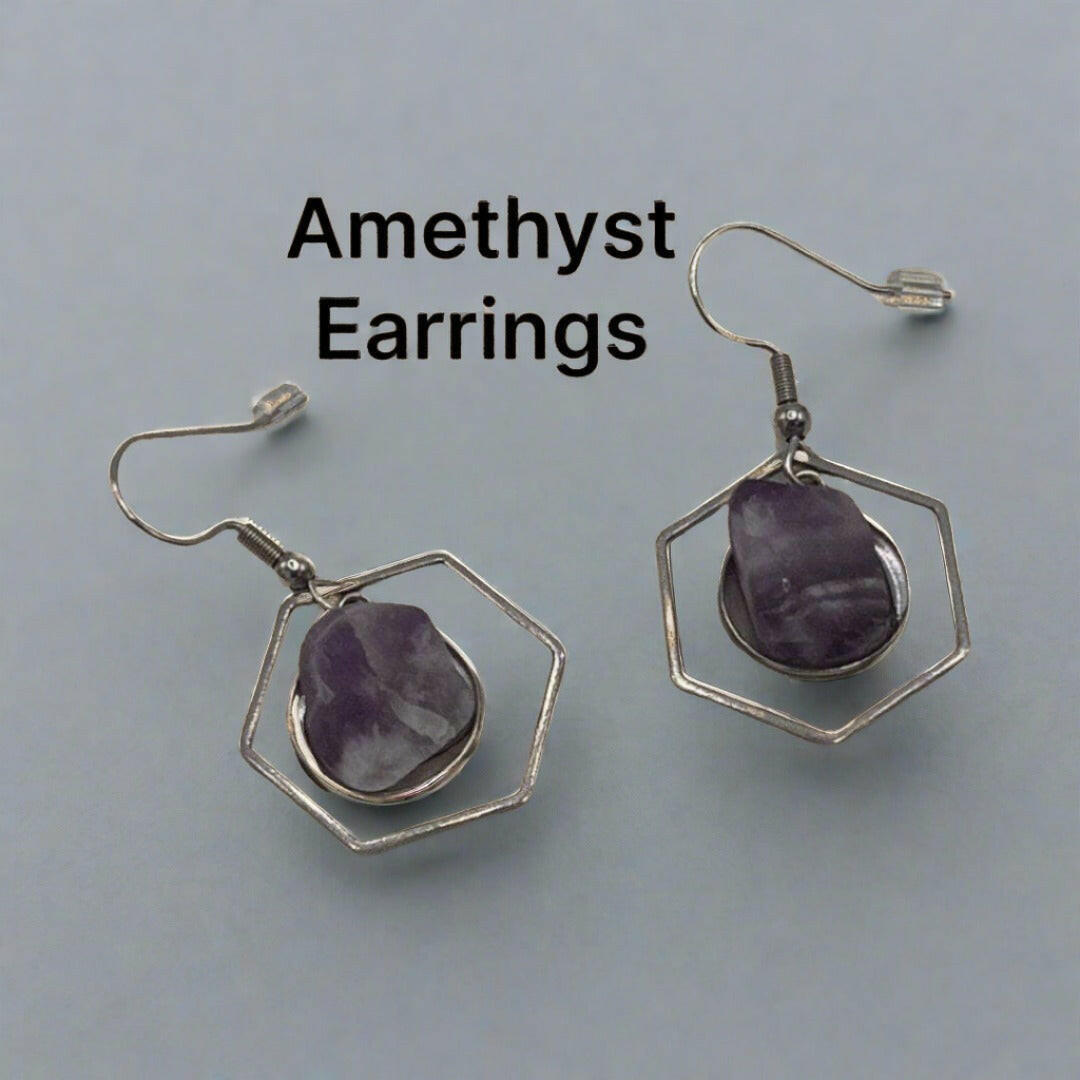Amethyst Stone Earrings | Healing Drop Earrings | Bec Sue Jewelry Shop