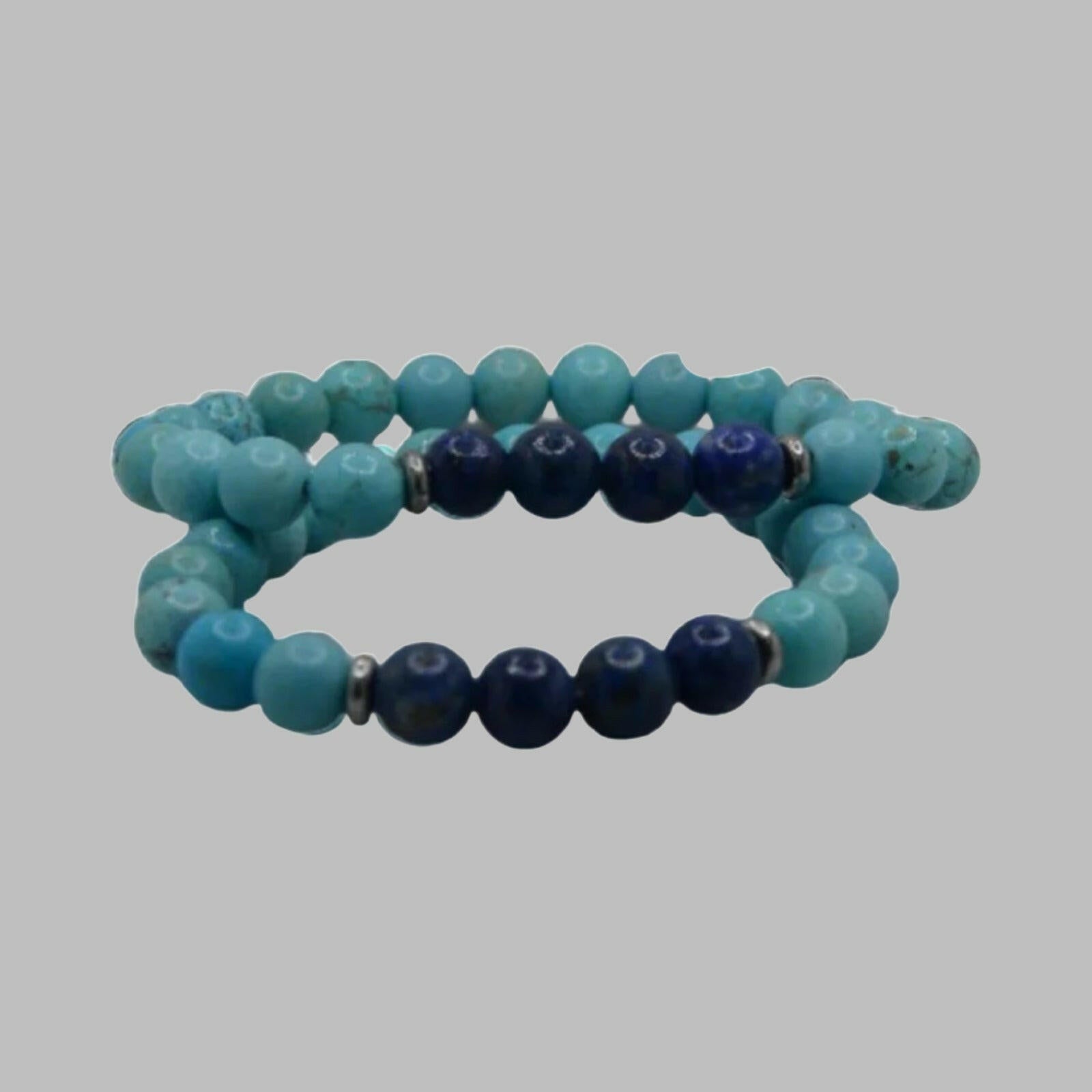 Bec Sue Jewelry Shop Jewelry Empower Your Essence: AAA Turquoise & Lapis Lazuli Stretch Bracelet – Unisex Elegance Tags