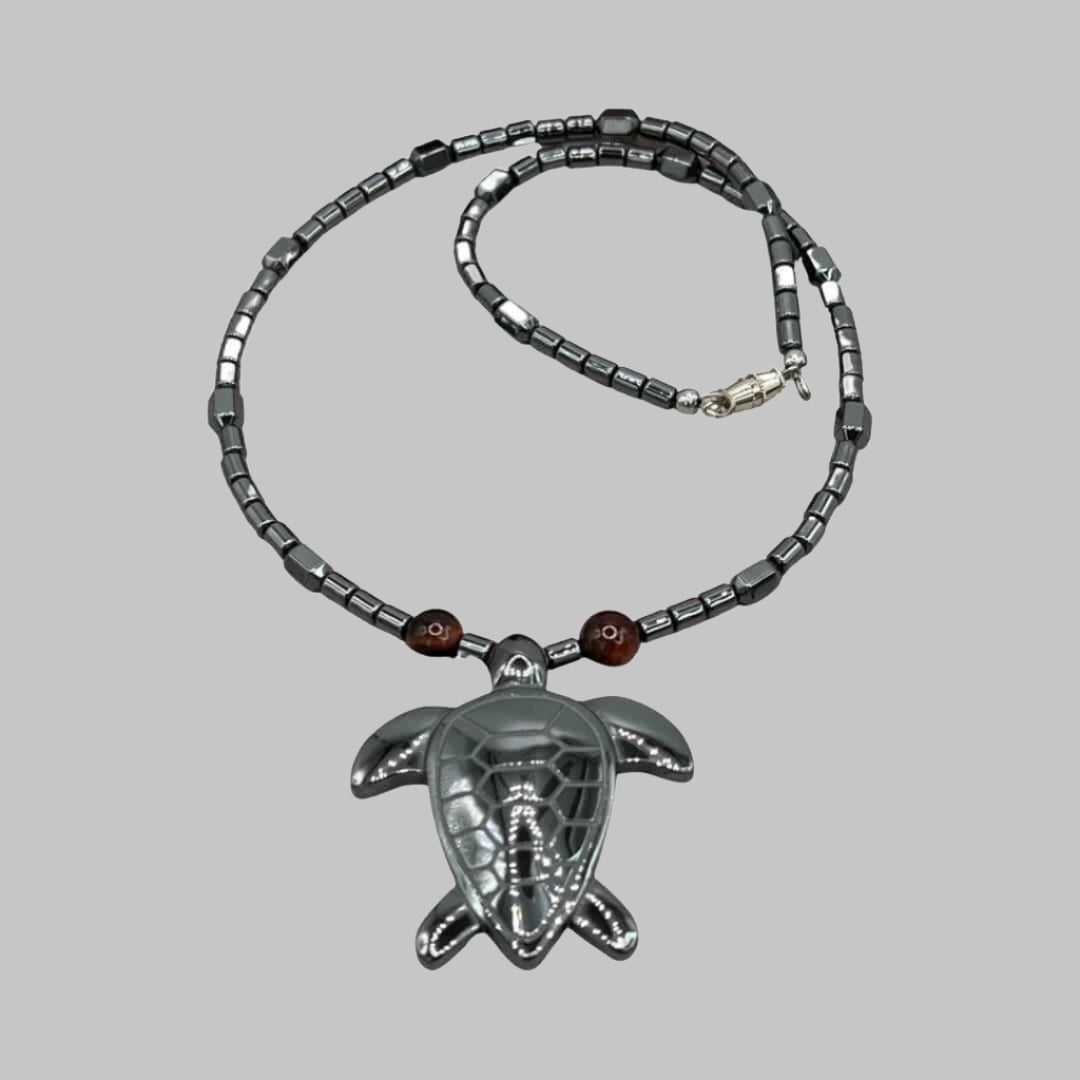 Bec Sue Jewelry Shop Necklaces 19 / black / tiger eye/hematite Handmade Hematite Turtle Necklace Tags 617