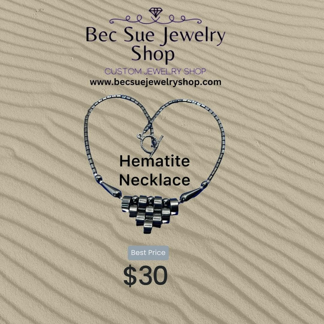 Bec Sue Jewelry Shop Necklaces 19 / hematite black / hematite Gemstone Hematite Necklace Tags 383