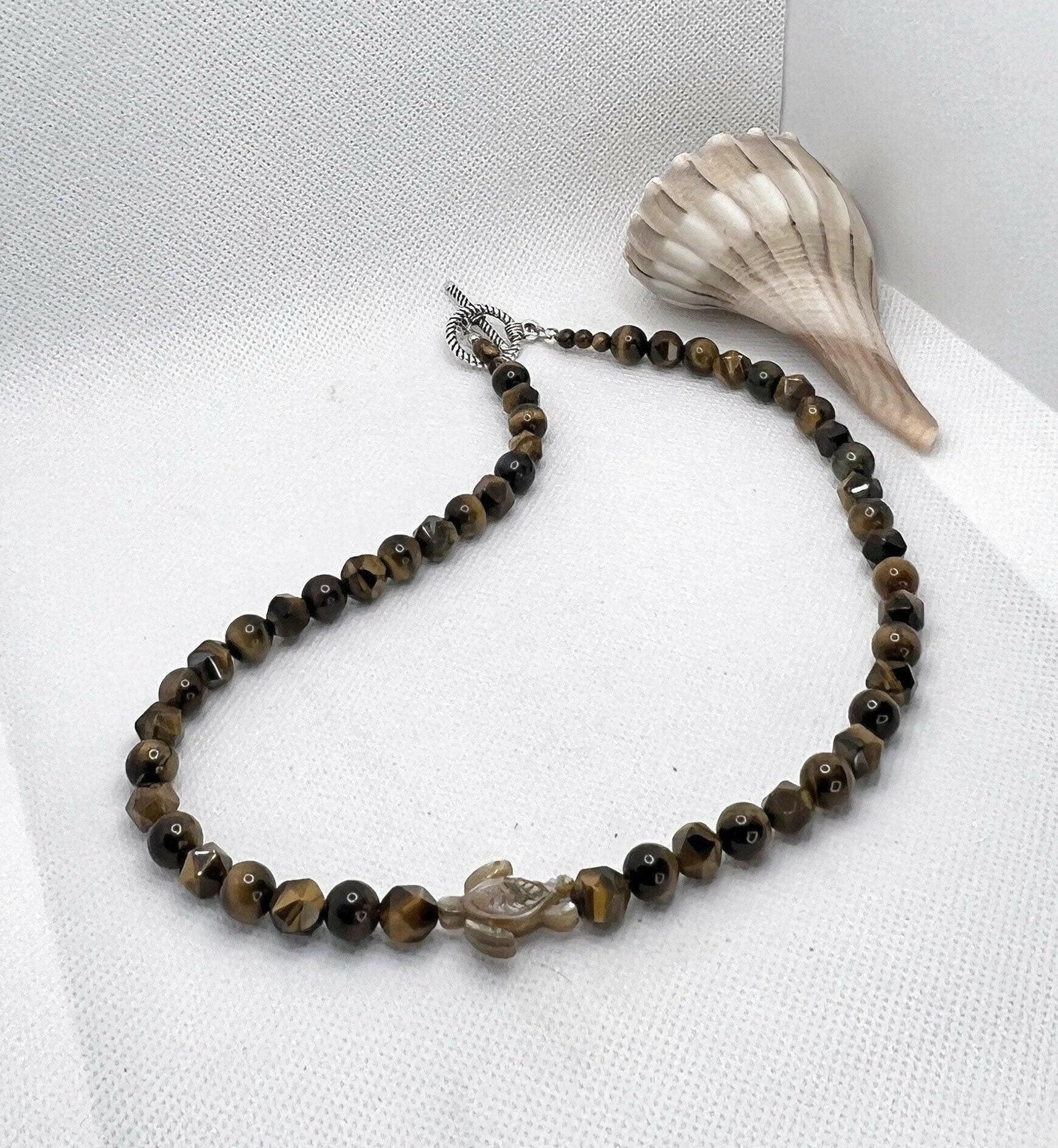 Bec Sue Jewelry Shop Necklaces 19 / yellow / tiger eye/turtle Tiger Eye Necklace, Turtle Necklace Tags 305