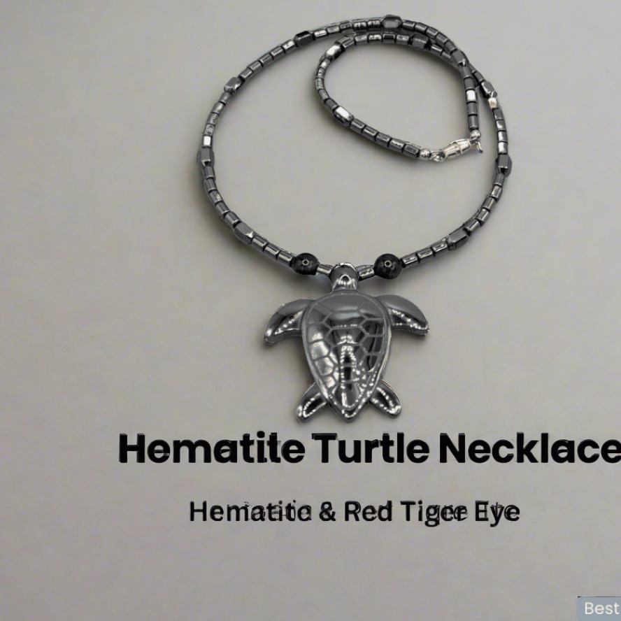 Bec Sue Jewelry Shop Necklaces Handmade Hematite Turtle Necklace Tags