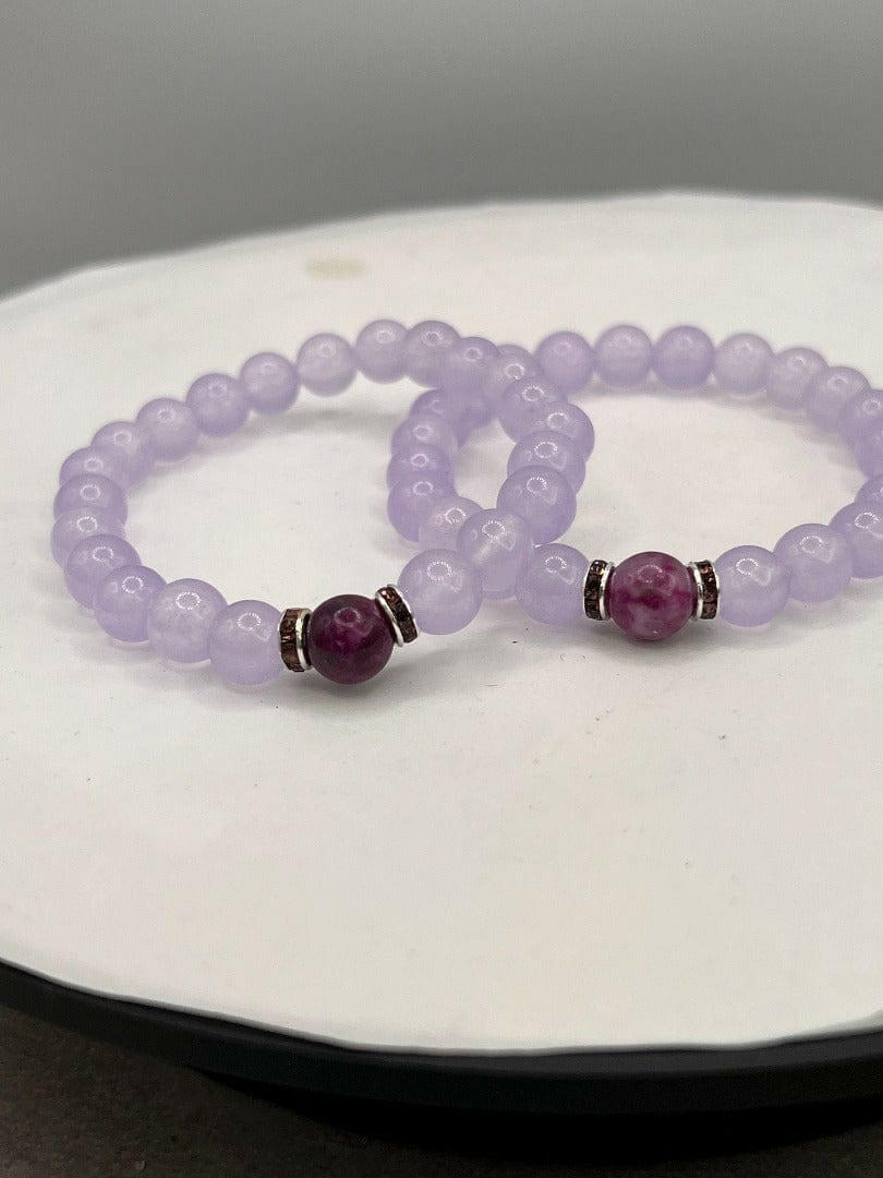 Bec Sue Jewelry Shop new 6.5 / purple / purple glass/sugilite Purple Glass Beads, Purple Jewelry Tags 609