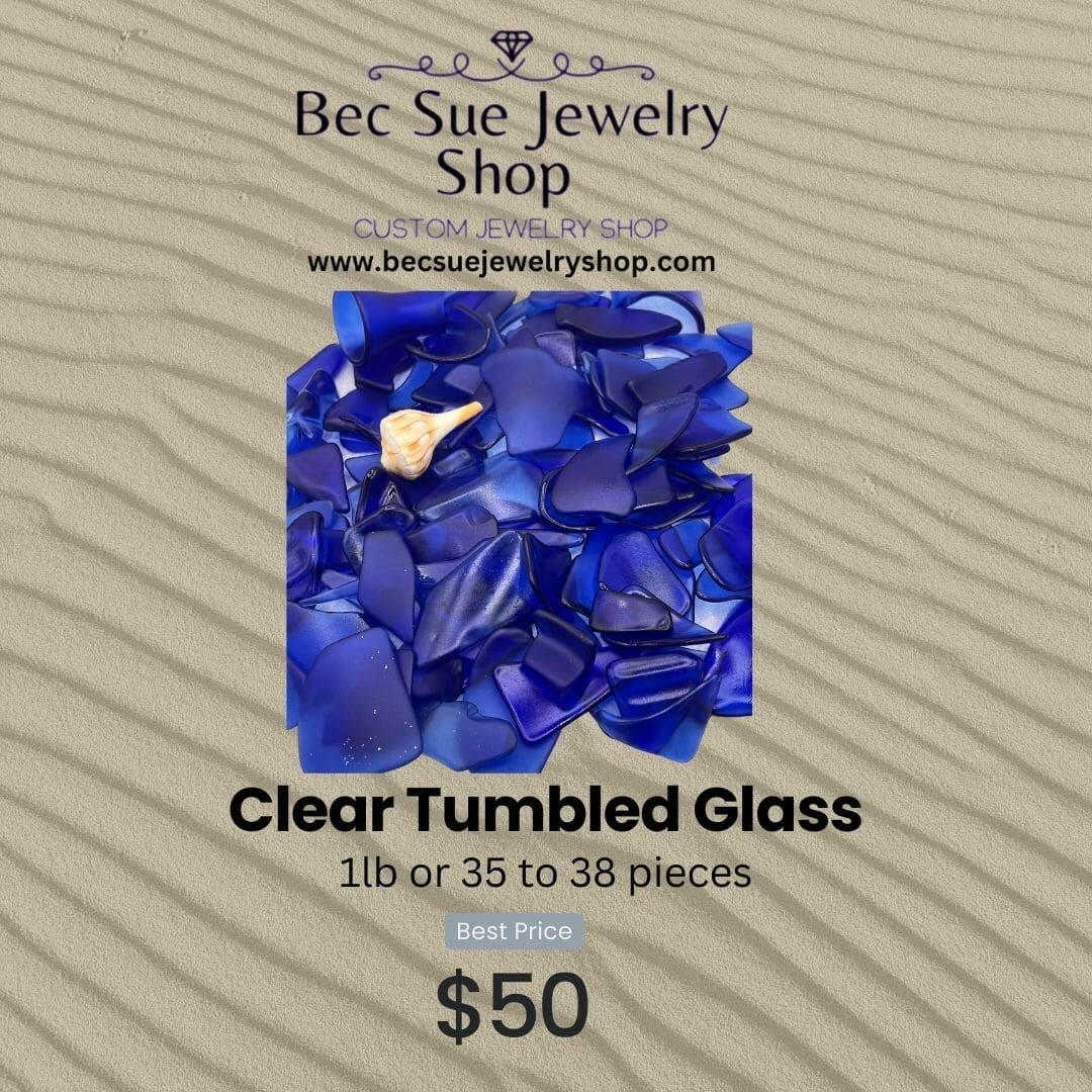Bec Sue Jewelry Shop tumbled glass blue / sea glass / small/medium/large Cobalt Blue Sea Glass Tags 247