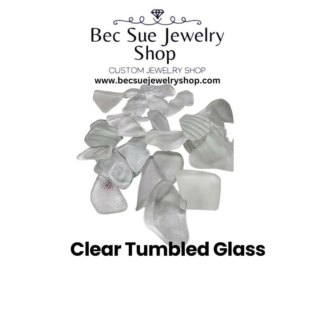 Bec Sue Jewelry Shop tumbled glass clear / small/medium/large / clear glass White Tumbled Sea Glass Tags 250 - clear glass