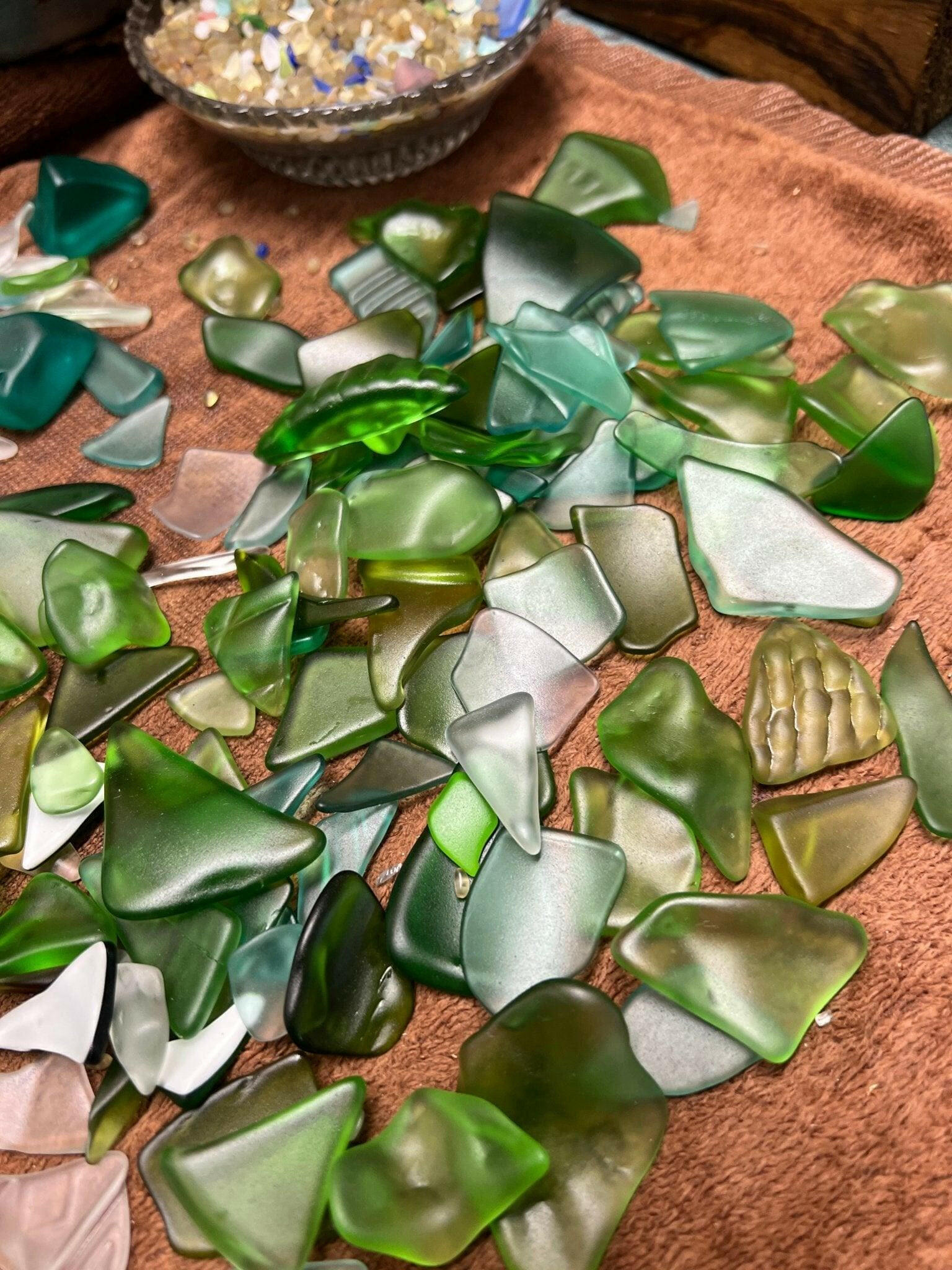 Bec Sue Jewelry Shop tumbled glass Green / small/medium/large / glass Tumbled Glass for Mosaic Decor & Home Artists Tags 475