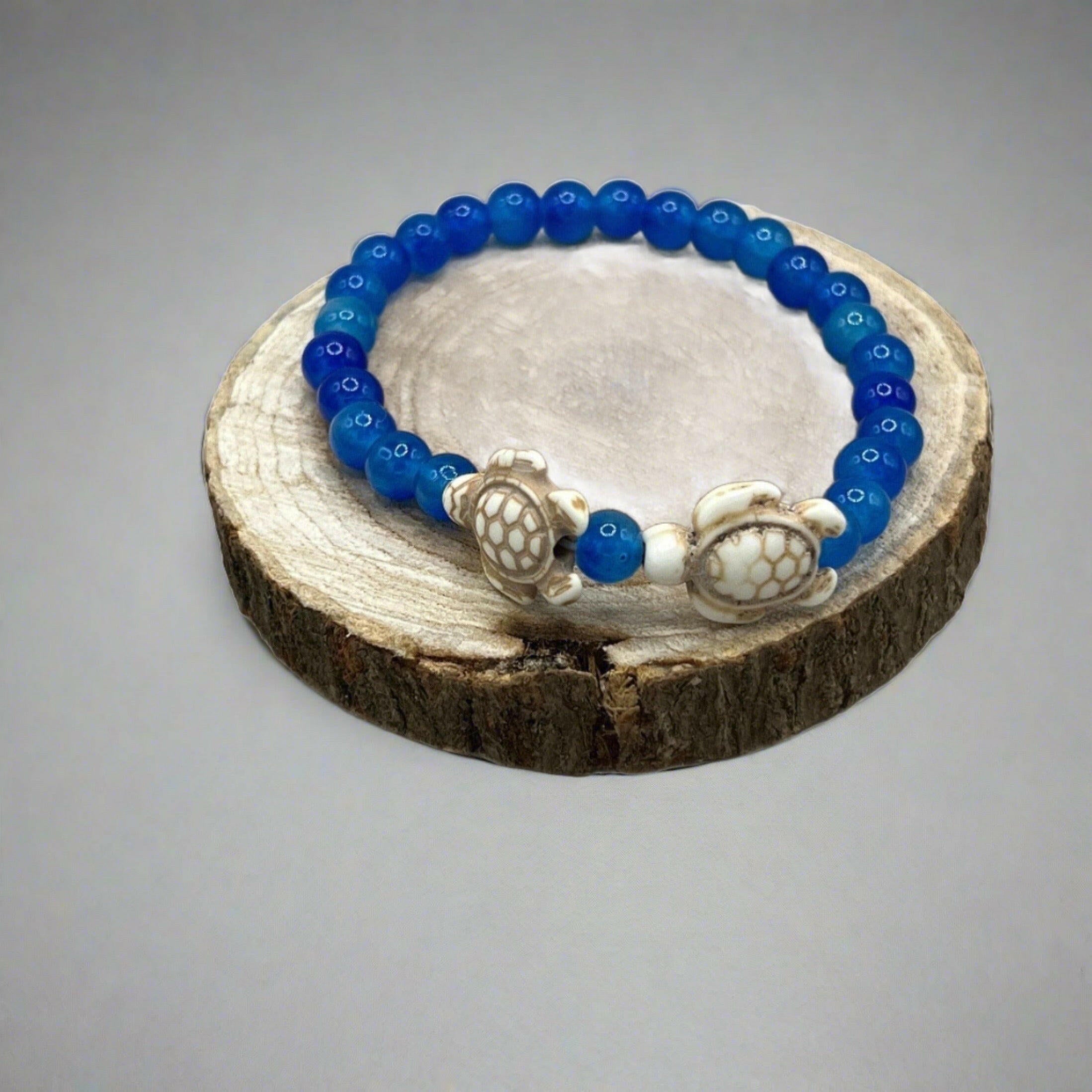 Bec Sue Jewelry Shop turtle bracelet One-of-a-kind Blue Turtle Gemstone Beaded Bracelet, Turtle Bracelet, Tags