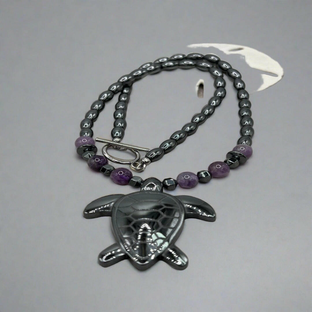 Sea Turtle Necklace | Amethyst Turtle Necklace | Bec Sue Jewelry Shop