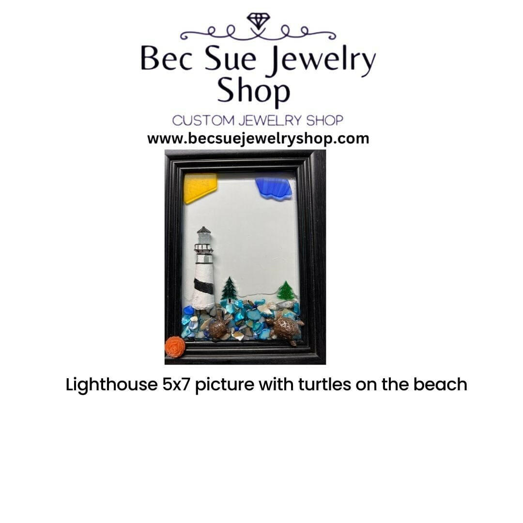 Bec Sue Jewelry Shop wall decor 5x7 frame / black frame Lighthouse Wall Art Decor, Beach Art Resin Lighthouse Wall Decor Tags 665