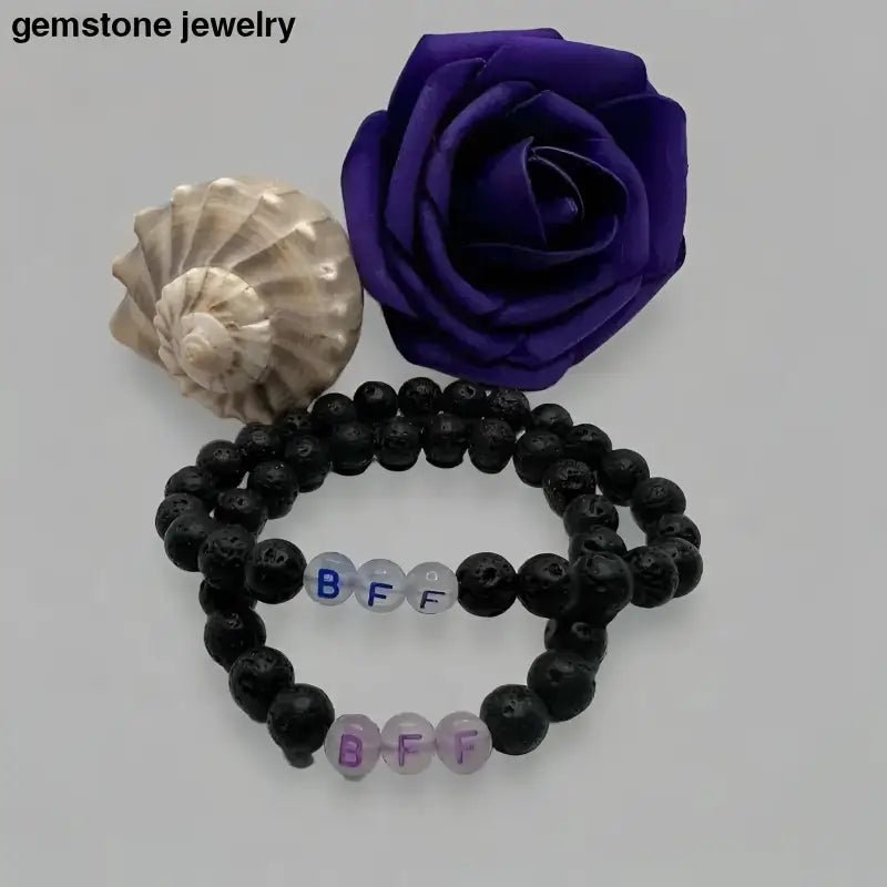 BFF Black Lava Bracelet for Friends - Bec Sue Jewelry Shop