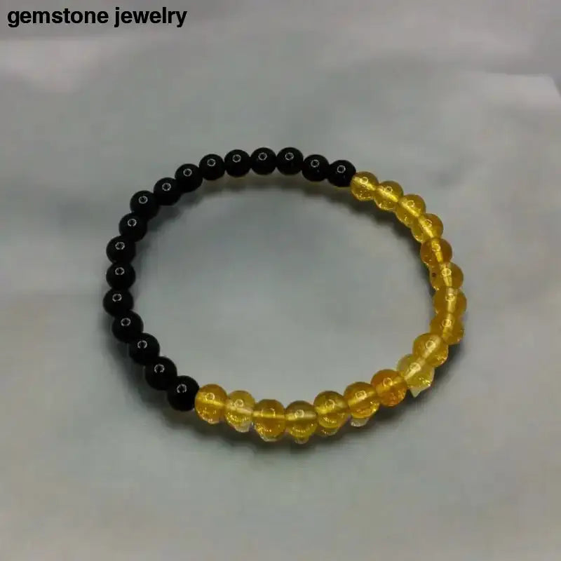 Black and Amber Obsidian Harmony Bracelet with Citrine Accents - Bec Sue Jewelry Shop
