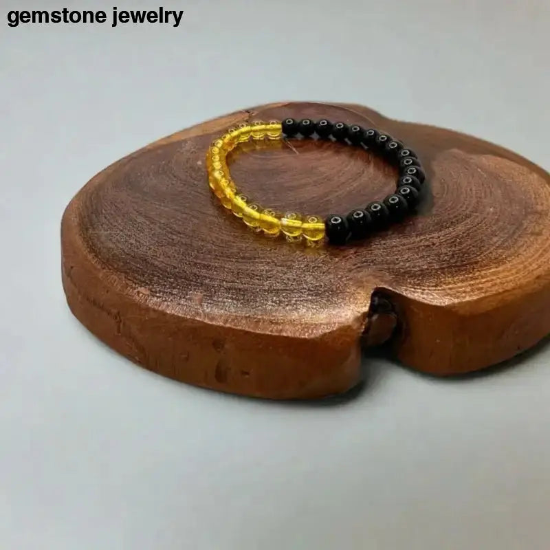 Black and Amber Obsidian Harmony Bracelet with Citrine Accents - Bec Sue Jewelry Shop