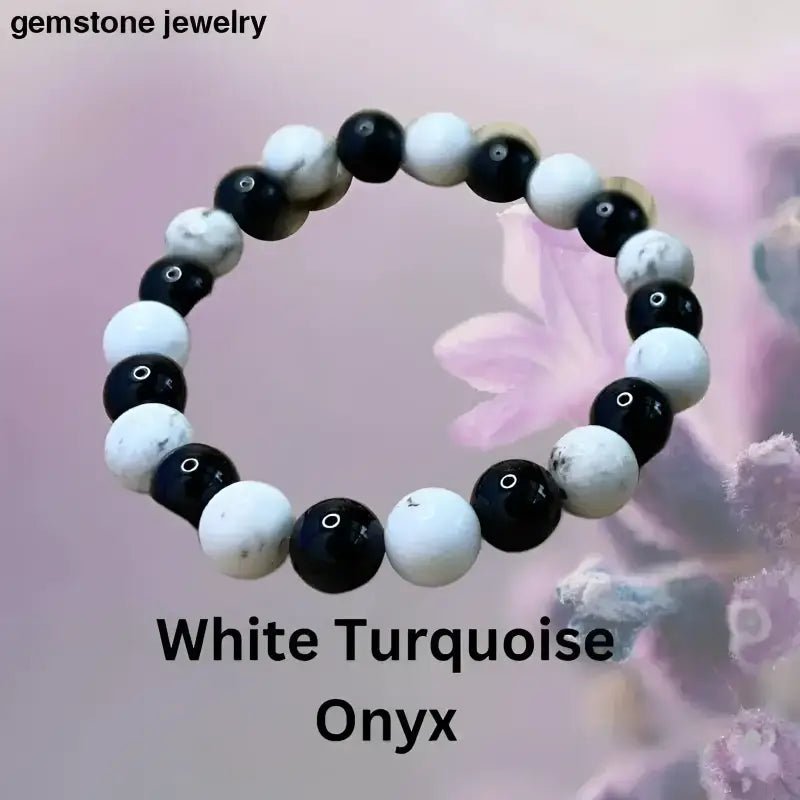 Black and White Turquoise Bead Bracelet - Bec Sue Jewelry Shop