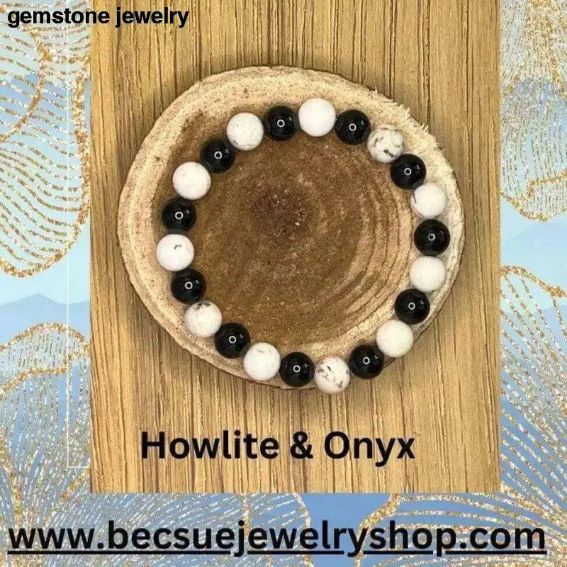 Black and White Turquoise Bead Bracelet - Bec Sue Jewelry Shop