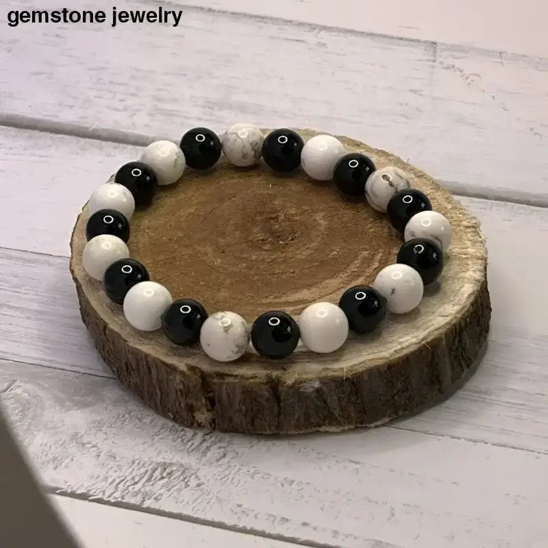 Black and White Turquoise Bead Bracelet - Bec Sue Jewelry Shop