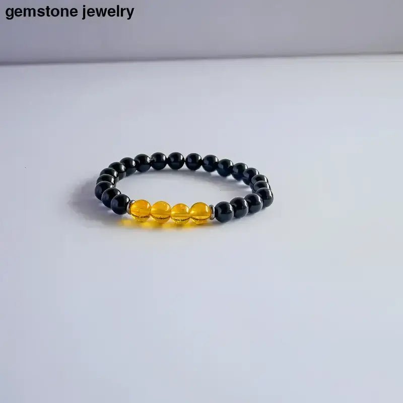 Black Onyx and Citrine Chakra Bracelet in Black and Yellow Beads - Bec Sue Jewelry Shop