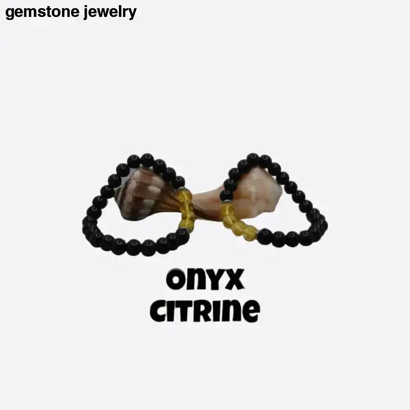 Black Onyx and Citrine Chakra Bracelet in Black and Yellow Beads - Bec Sue Jewelry Shop