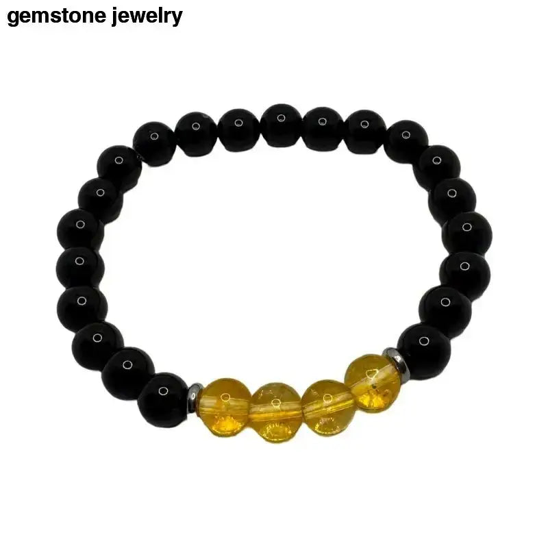 Black Onyx and Citrine Chakra Bracelet in Black and Yellow Beads - Bec Sue Jewelry Shop